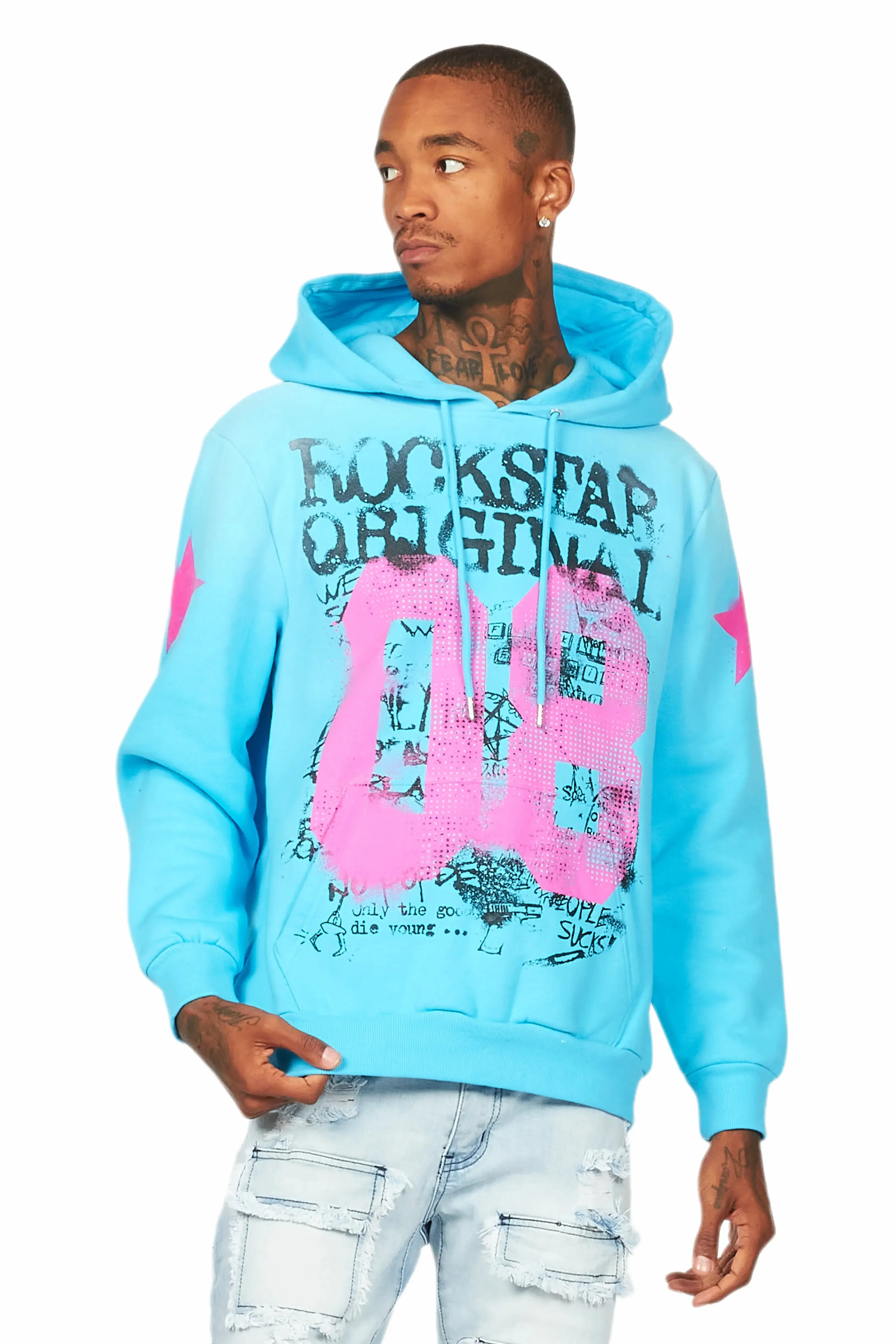 Addax Blue Graphic Hoodie