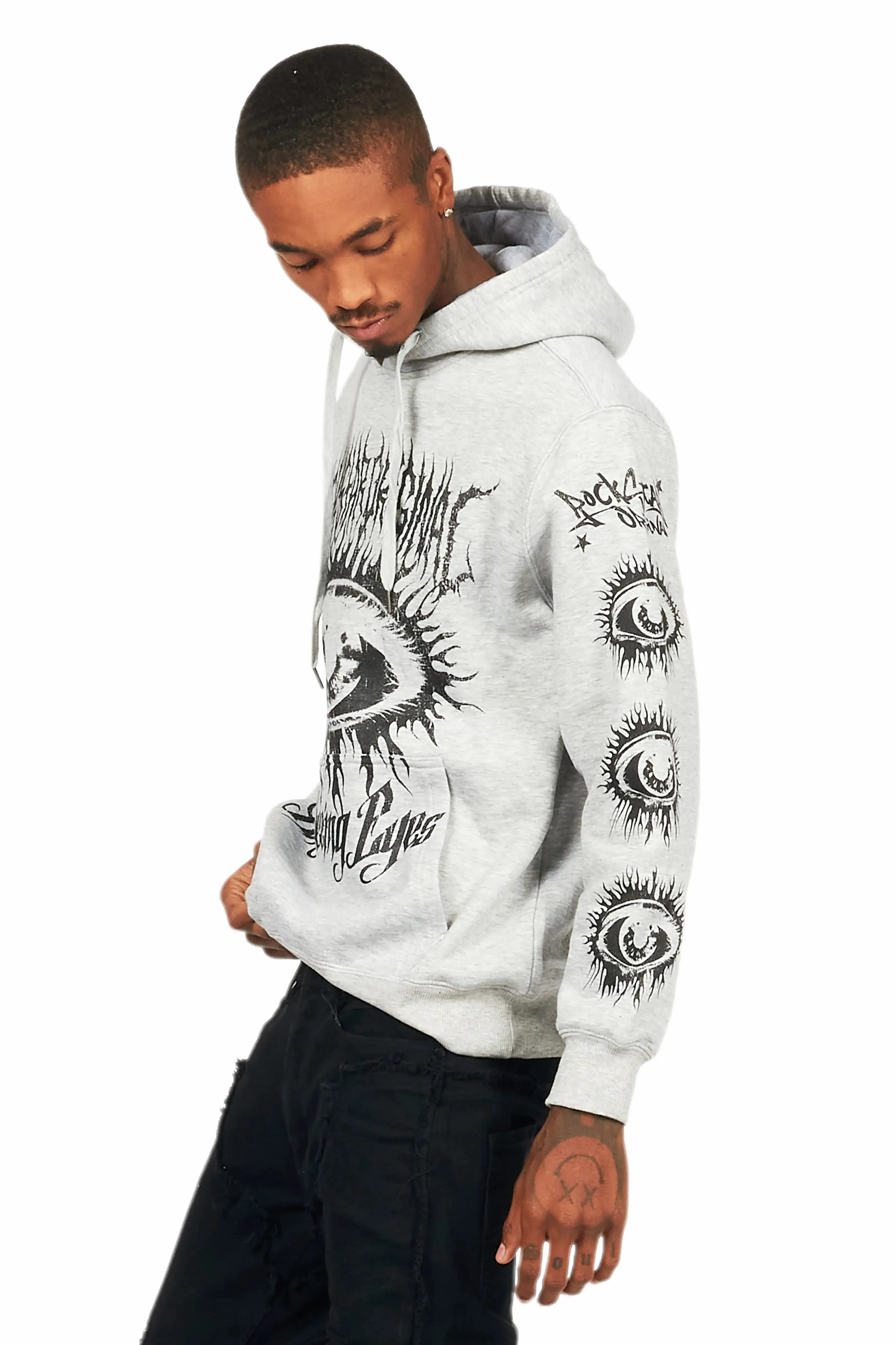 All Seeing Eyes Heather Grey Graphic Hoodie