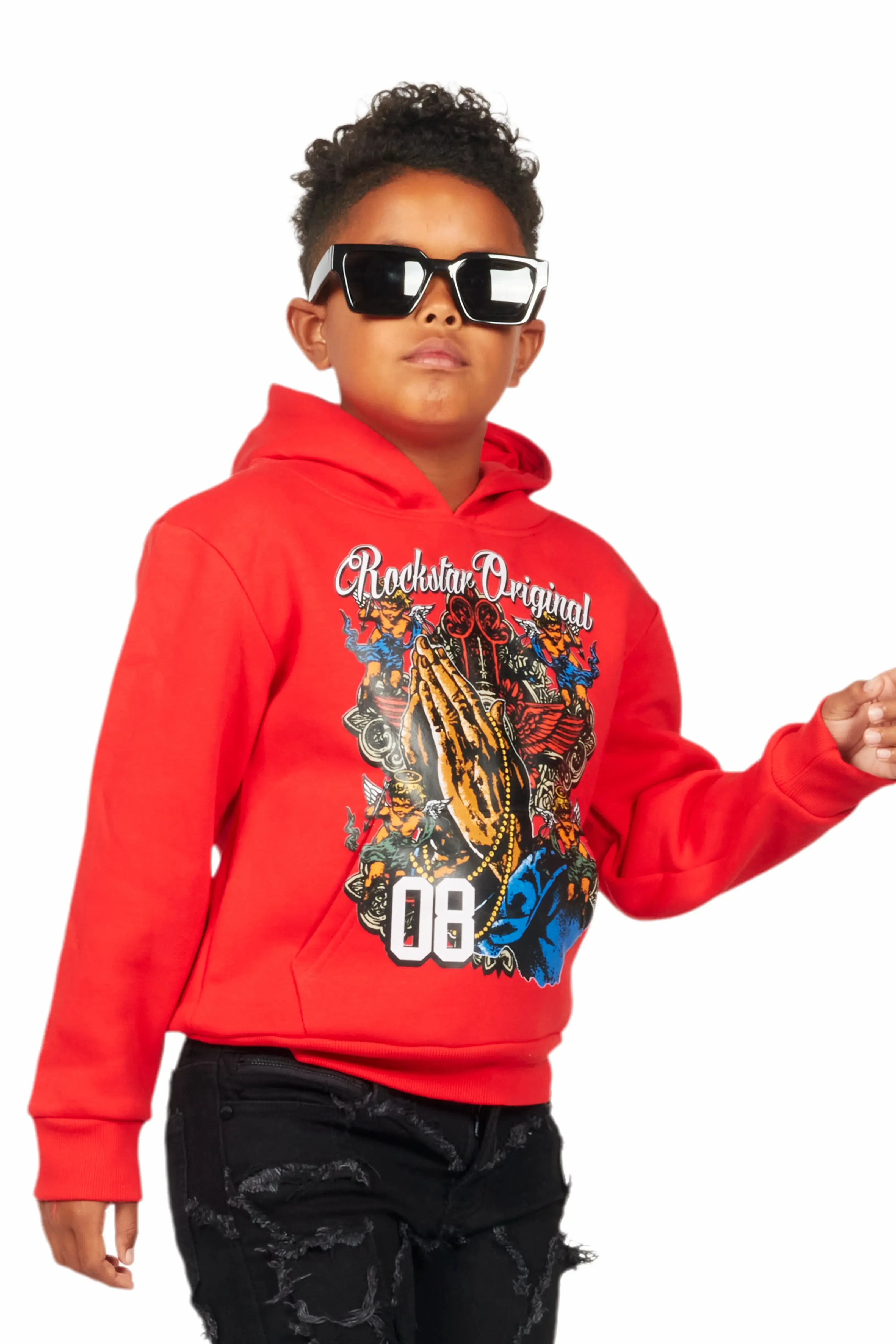 Boys Jaylen Red Graphic Hoodie