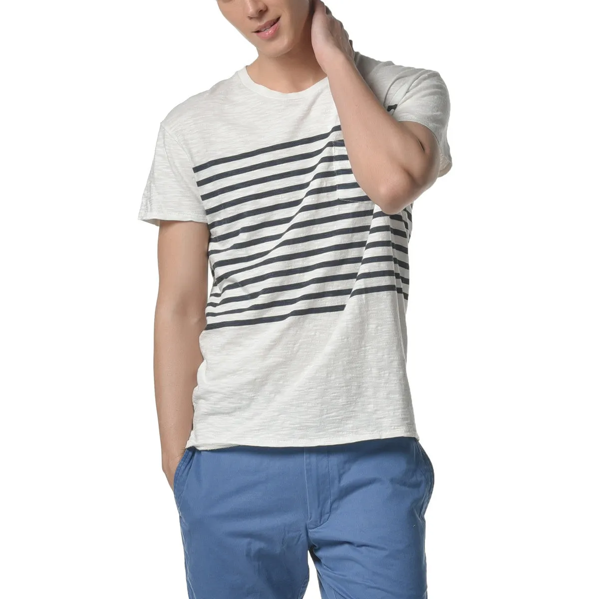 Breton Stripe Tee - Chalk / Blue Graphite