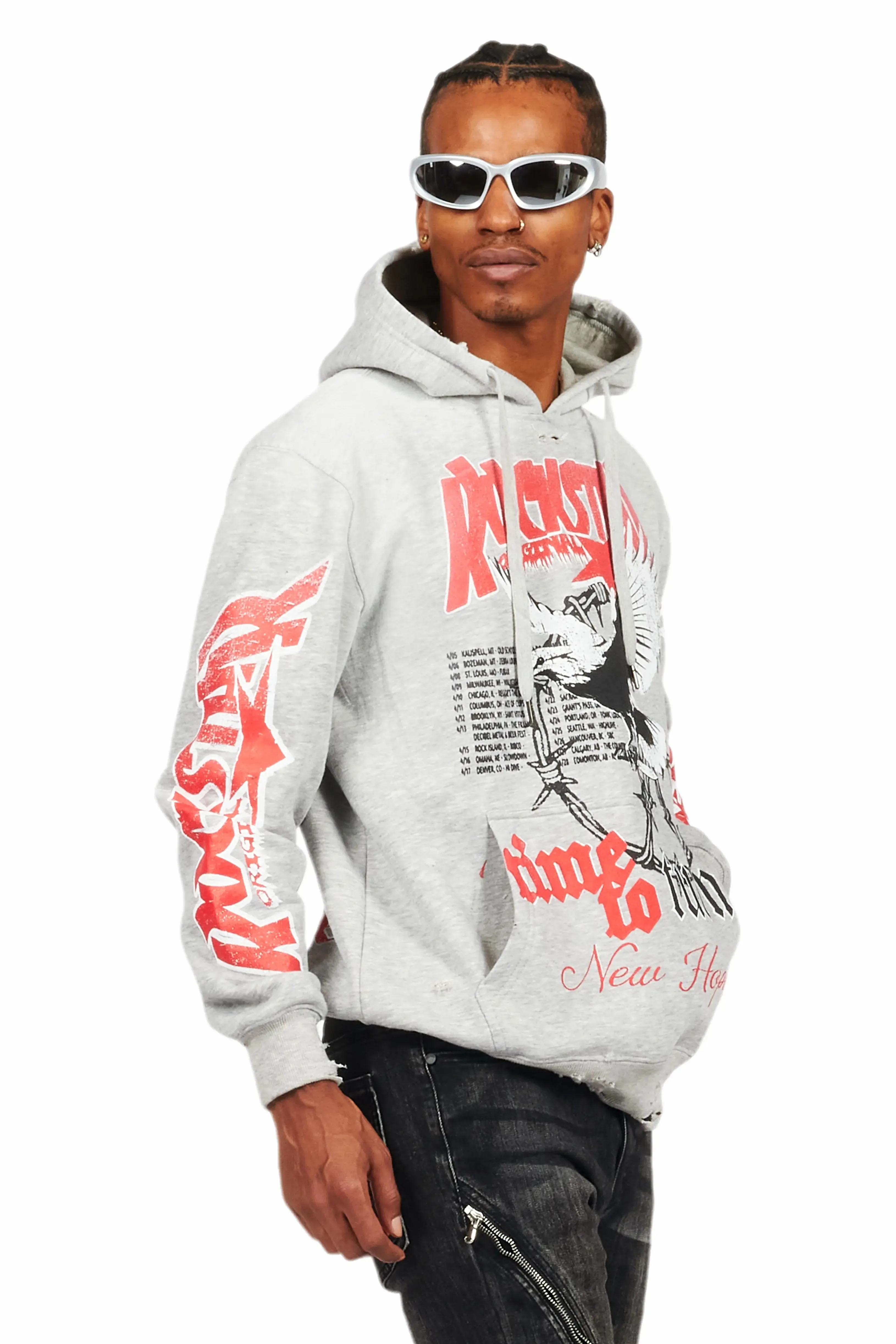 Burial Heather Grey Graphic Hoodie