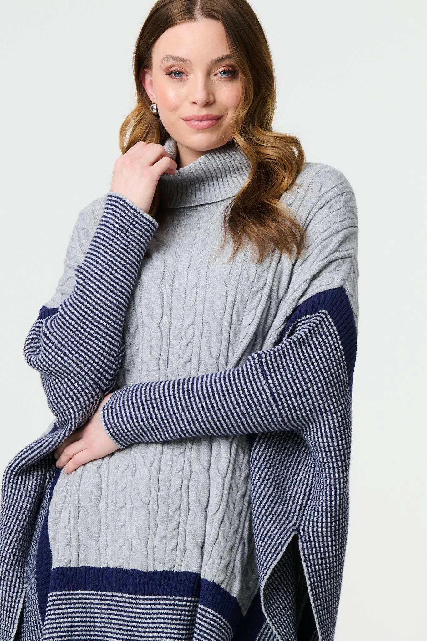 Cable Knit Roll Neck Knit Jumper