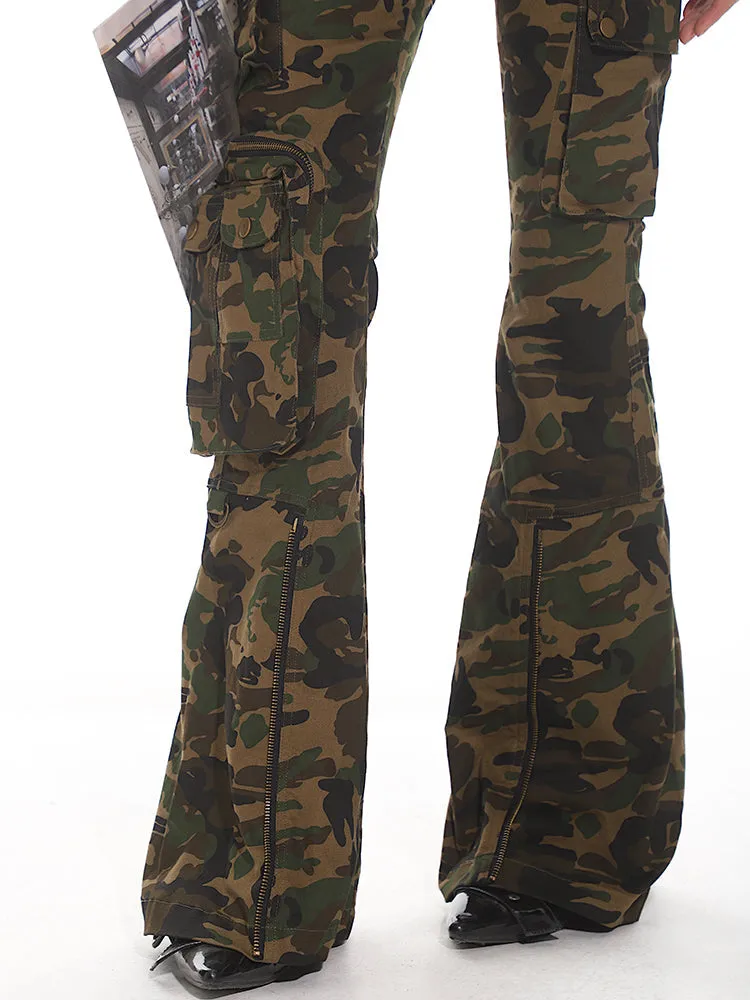 Camo Cargo Flare Pants