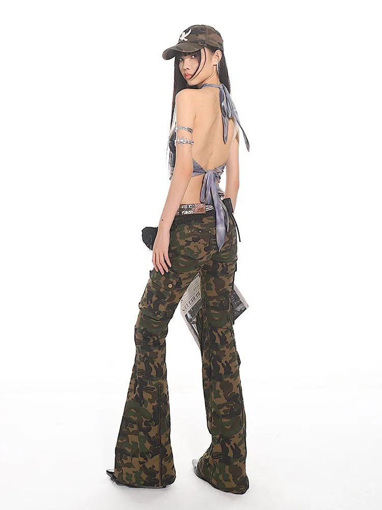 Camo Cargo Flare Pants