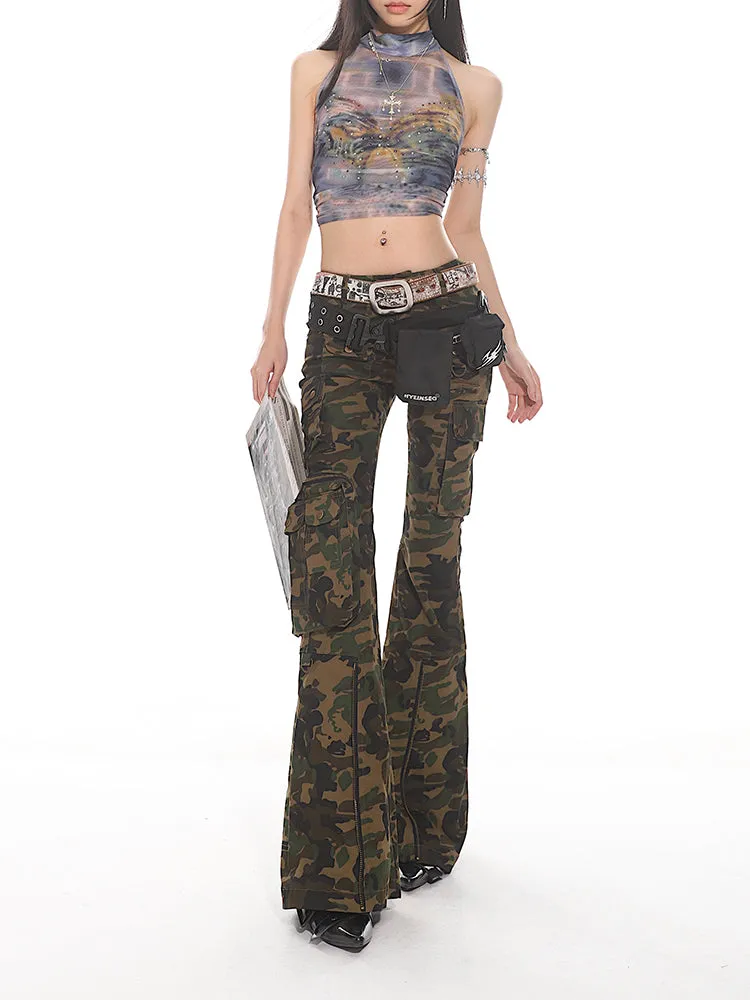 Camo Cargo Flare Pants