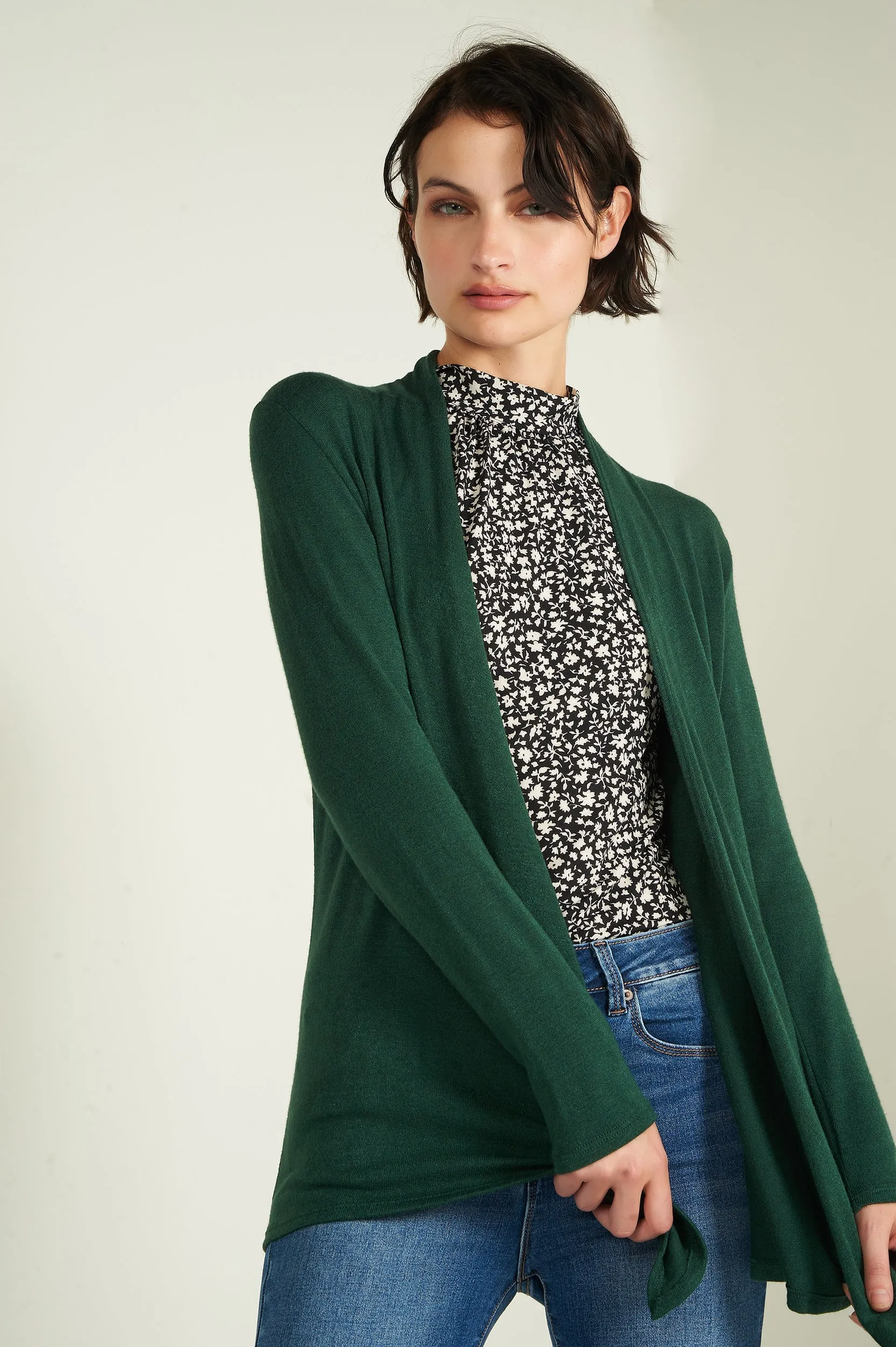 Cardigan mi-long ouvert - 13148 - (R-B3)