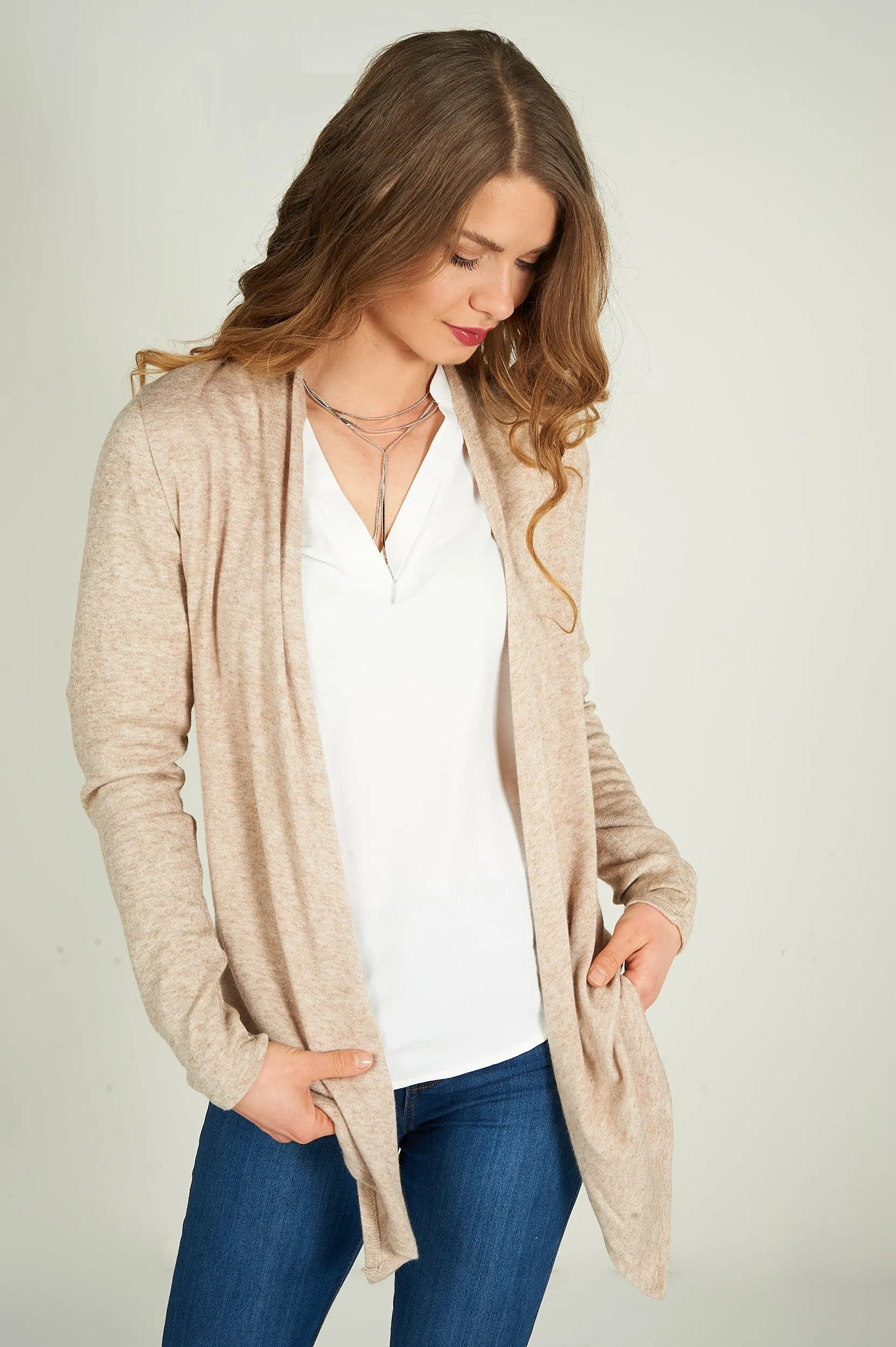 Cardigan mi-long ouvert - 13148 - (R-B3)