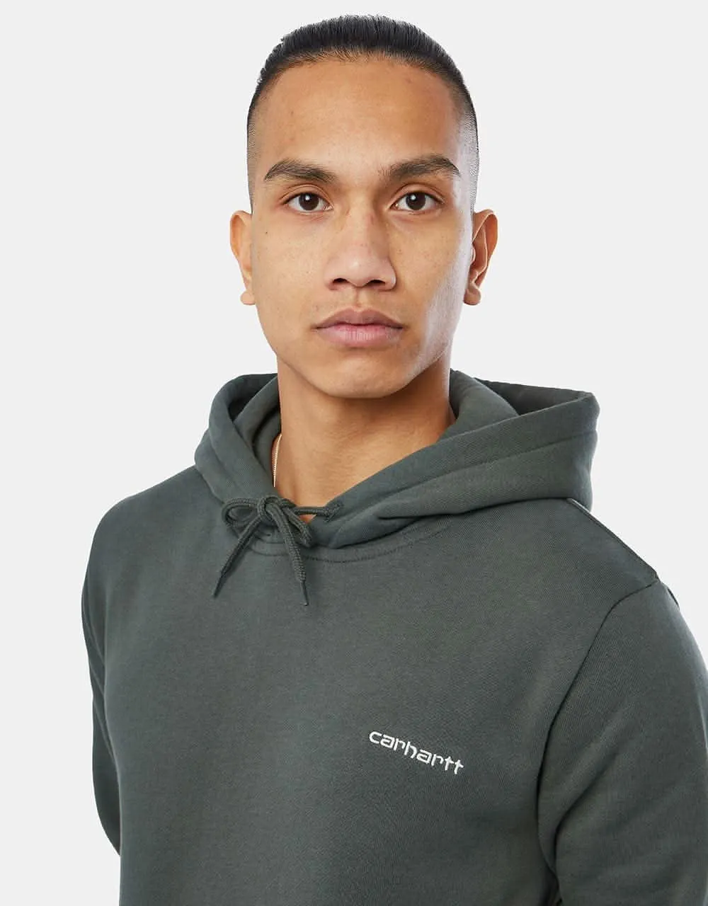 Carhartt WIP Hooded Script Embroidery Sweatshirt - Boxwood/White