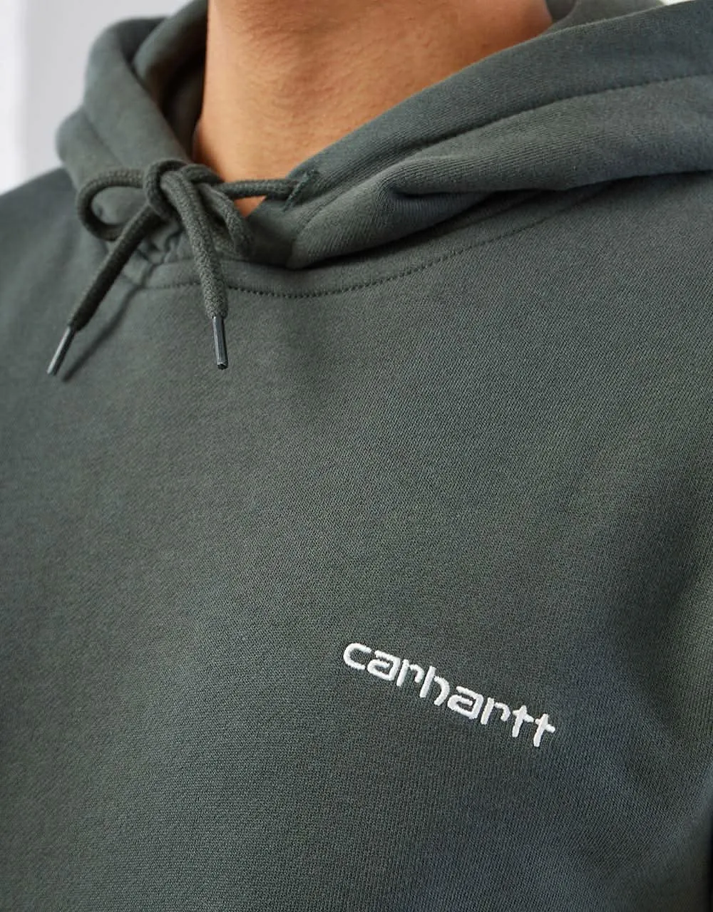 Carhartt WIP Hooded Script Embroidery Sweatshirt - Boxwood/White