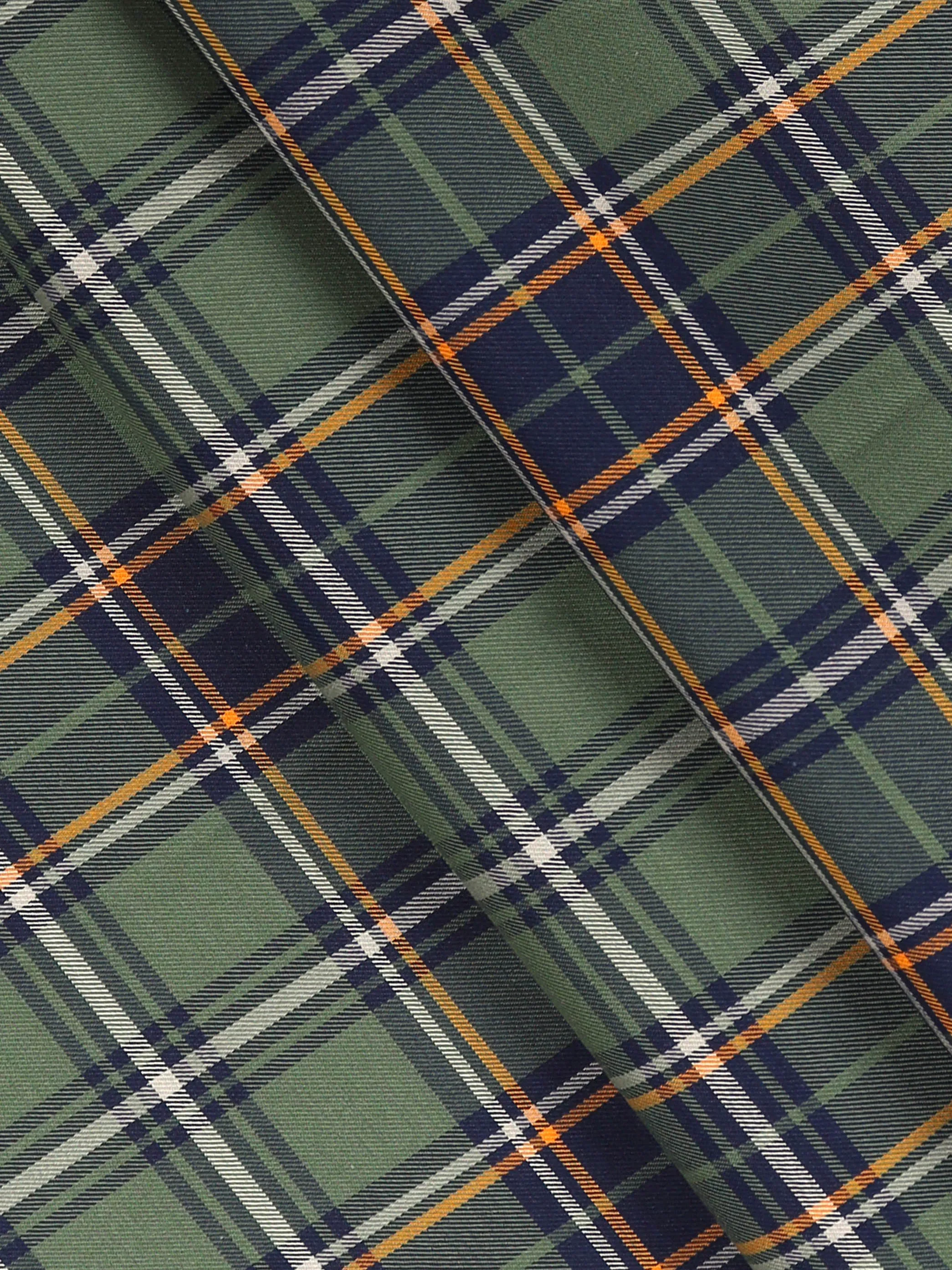 Cotton Green & Navy Checked Shirt Fabric Cascade