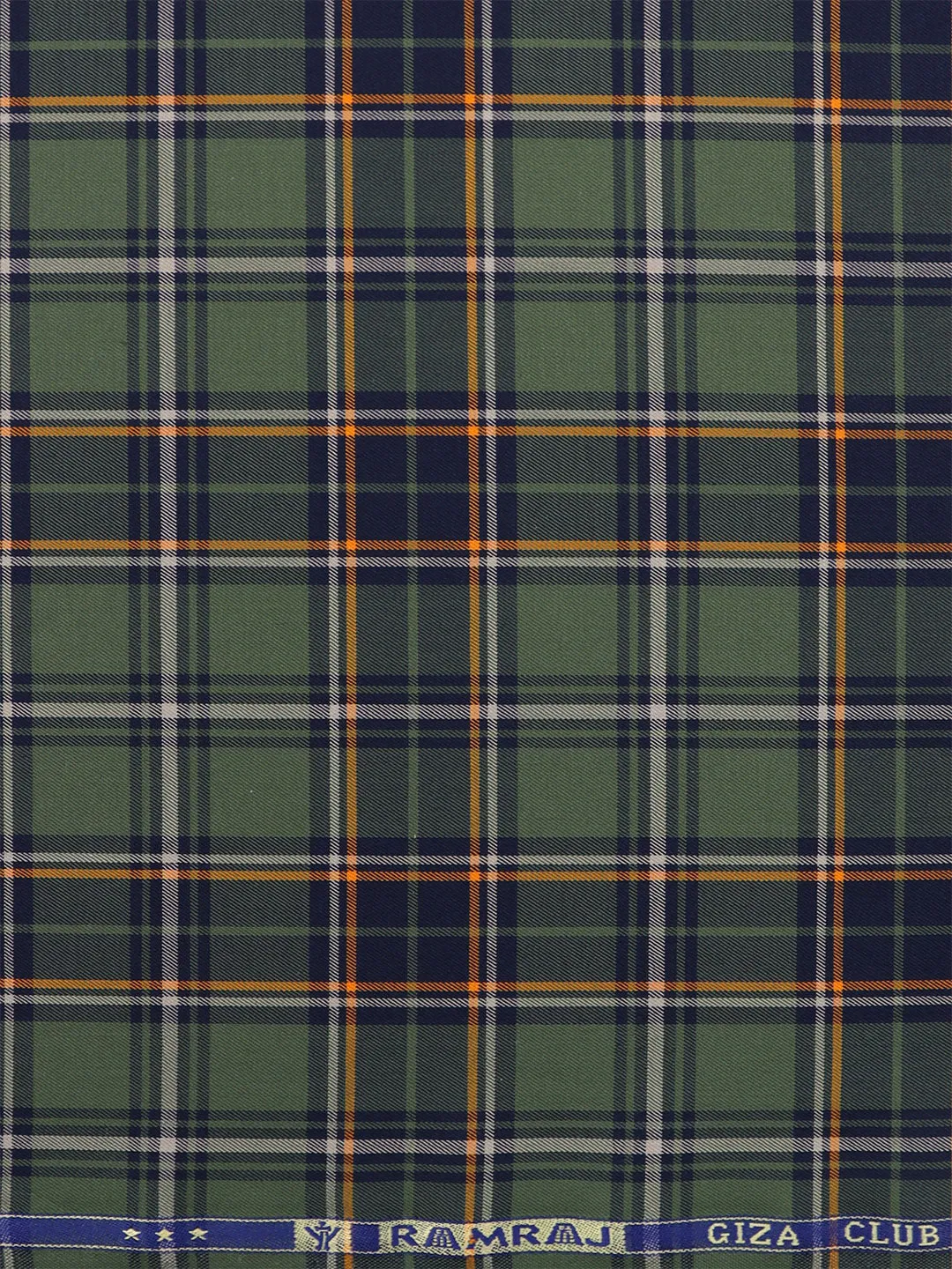 Cotton Green & Navy Checked Shirt Fabric Cascade