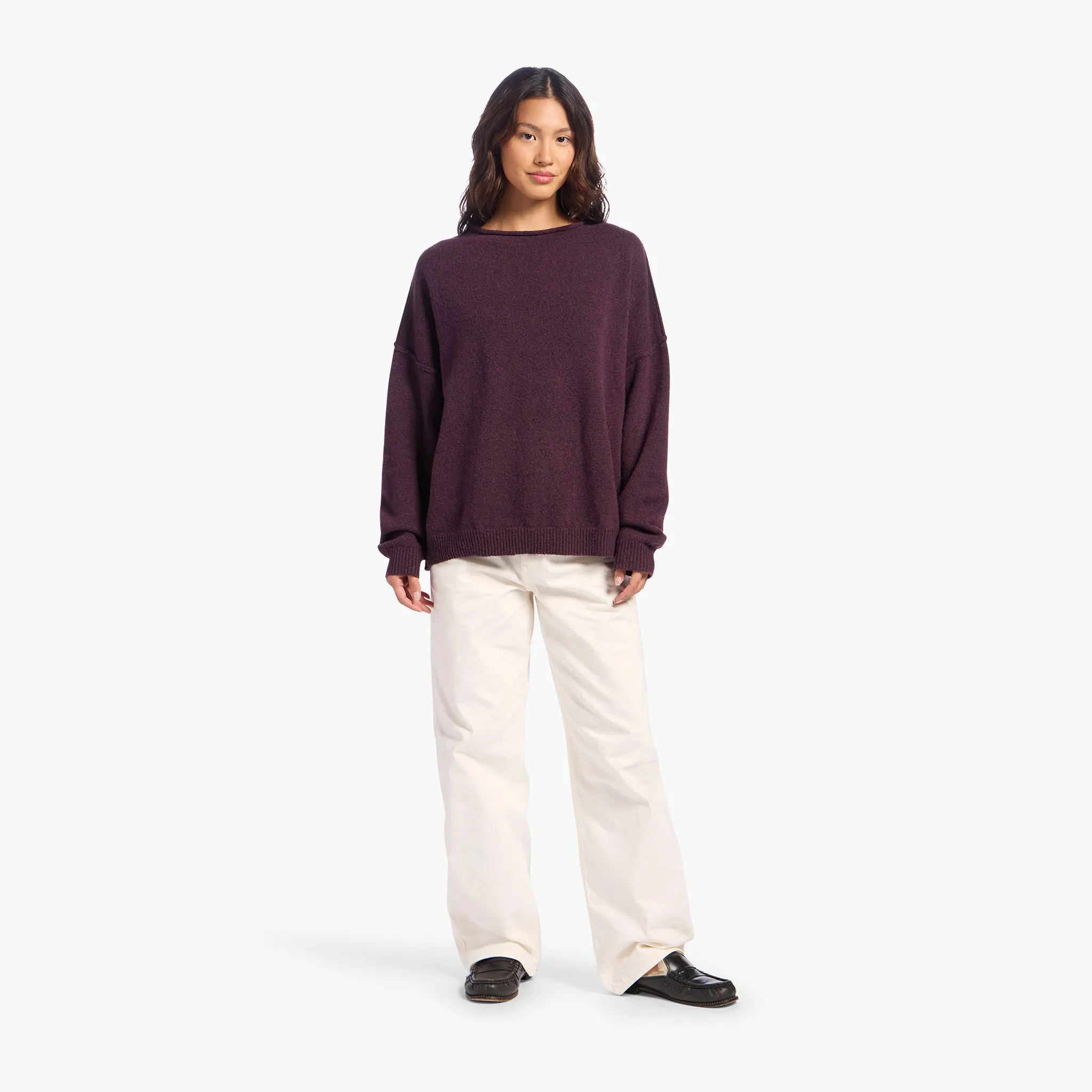 Cozy Knit Mock Neck Sweater | Plum