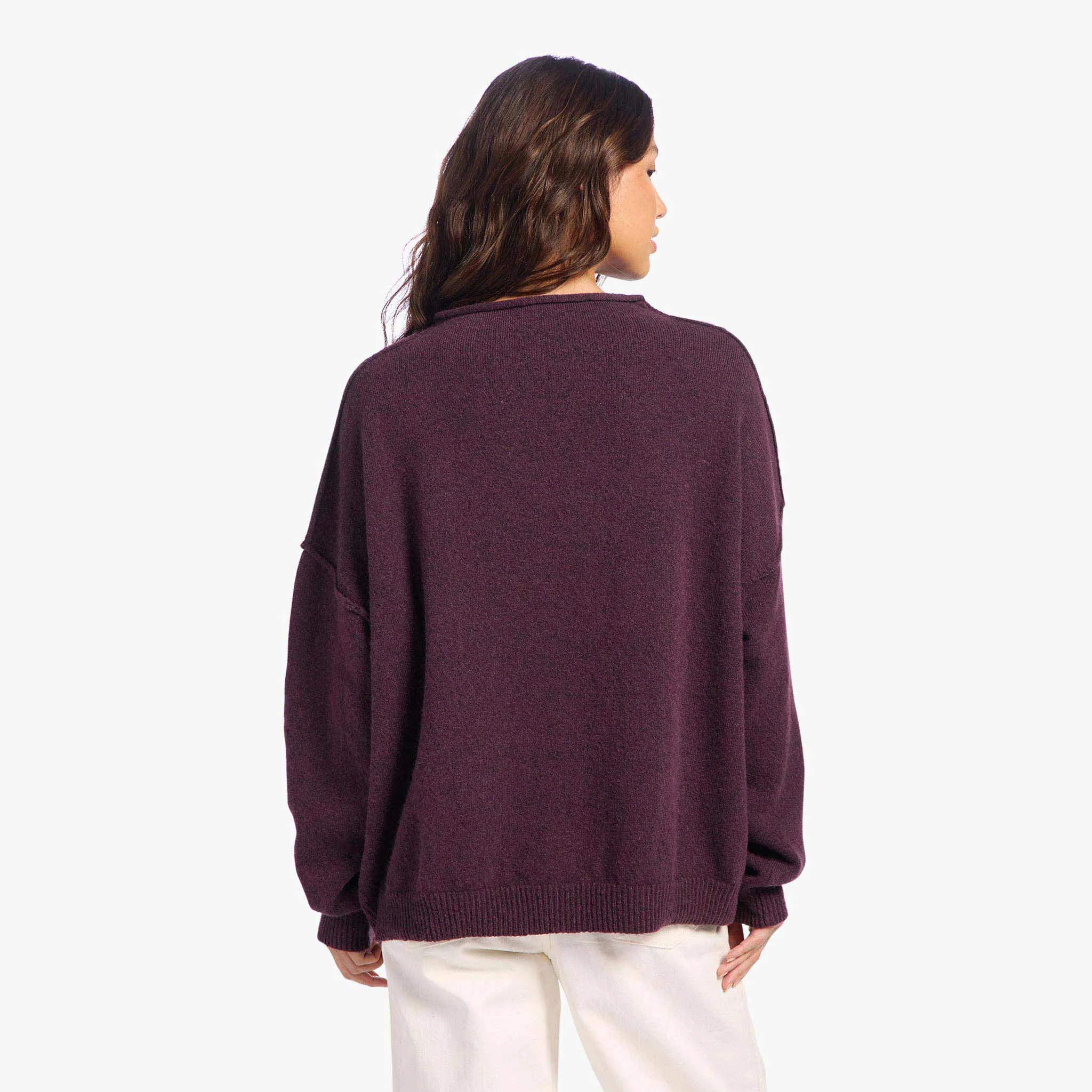 Cozy Knit Mock Neck Sweater | Plum