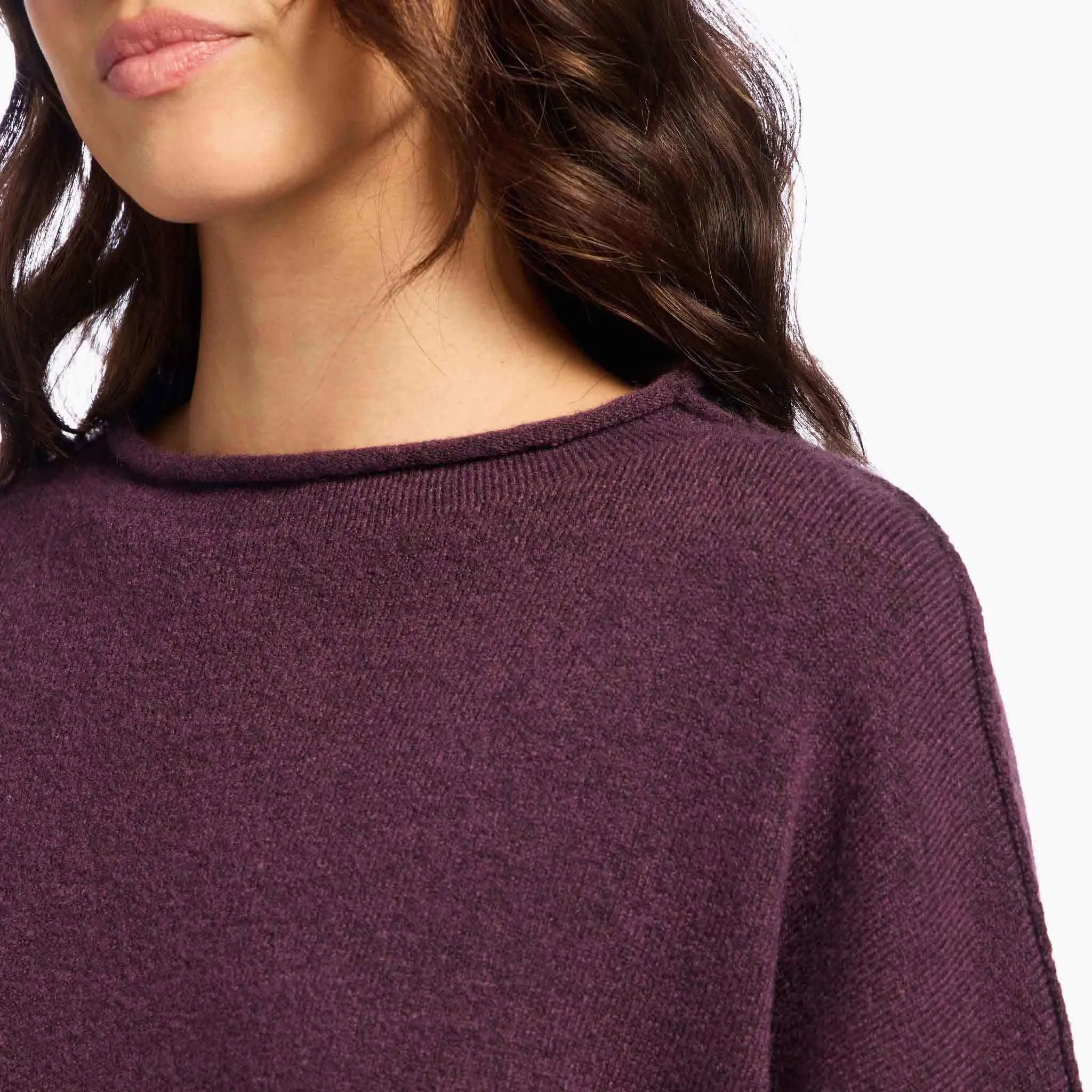 Cozy Knit Mock Neck Sweater | Plum