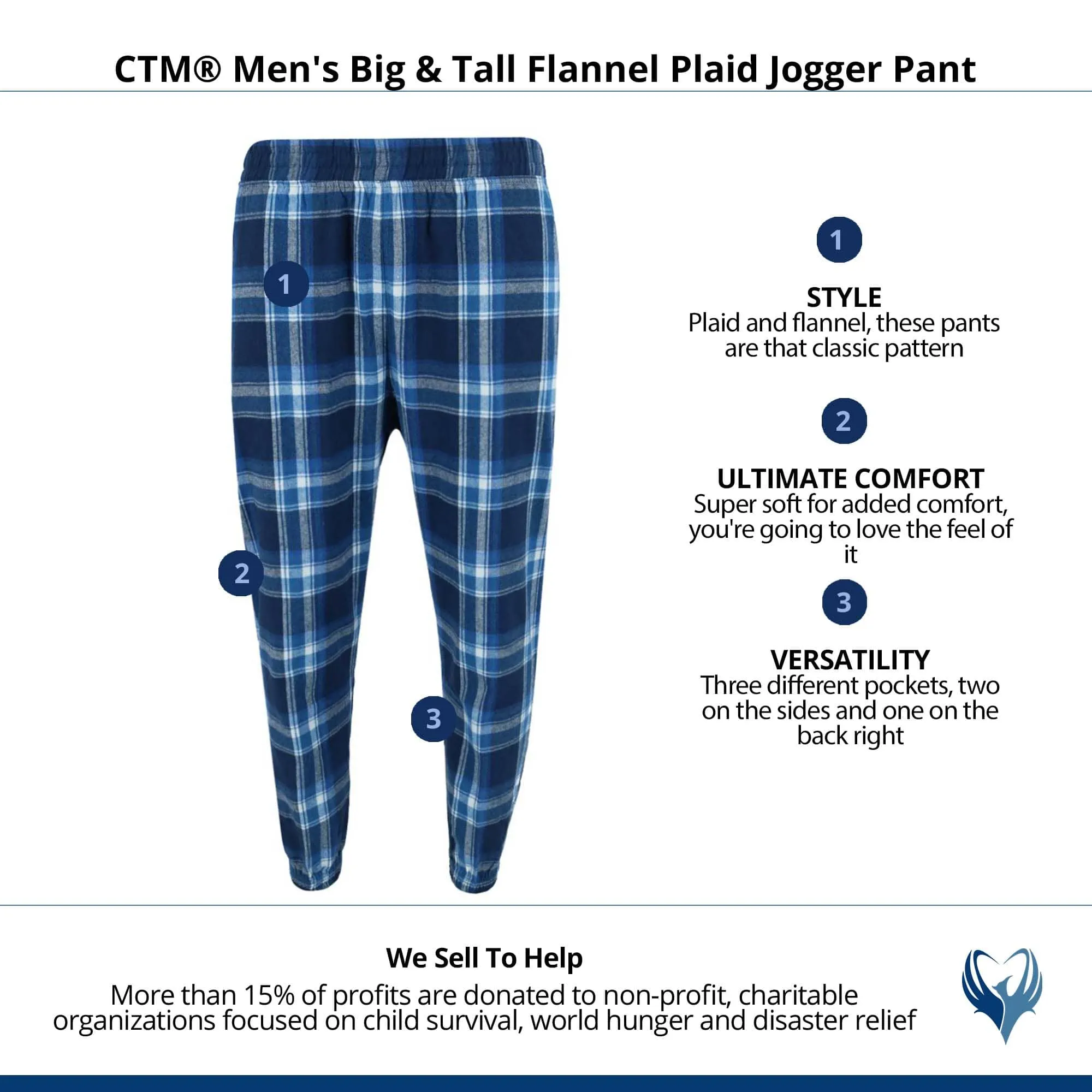 CTM® Men's Big & Tall Flannel Plaid Jogger Pant