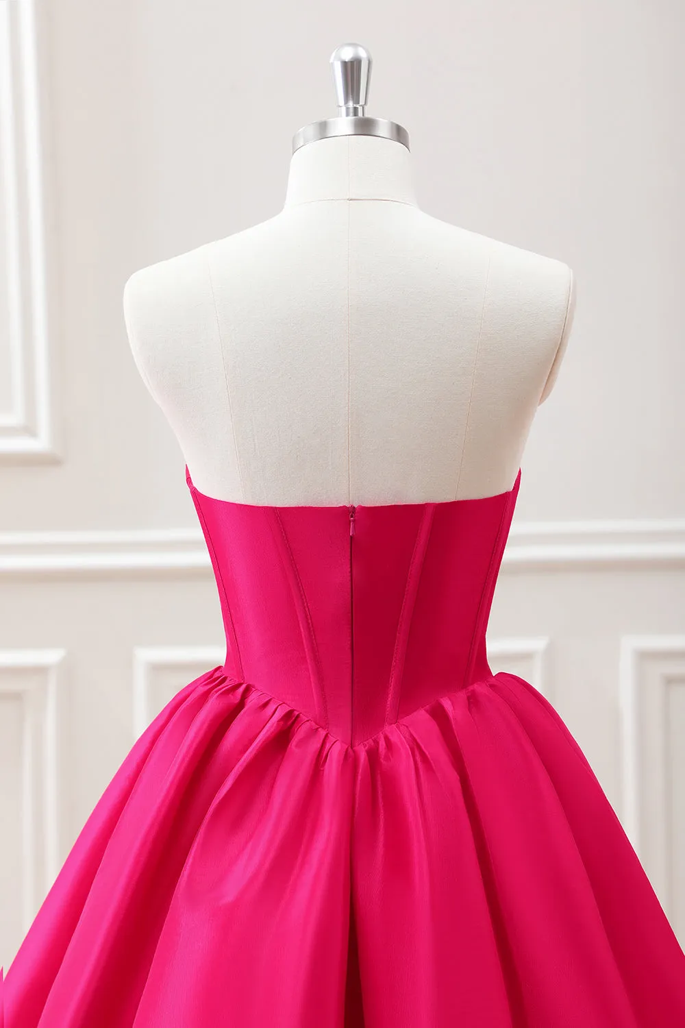 Cute A Line Corset Sweetheart Fuchsia Mini Dress