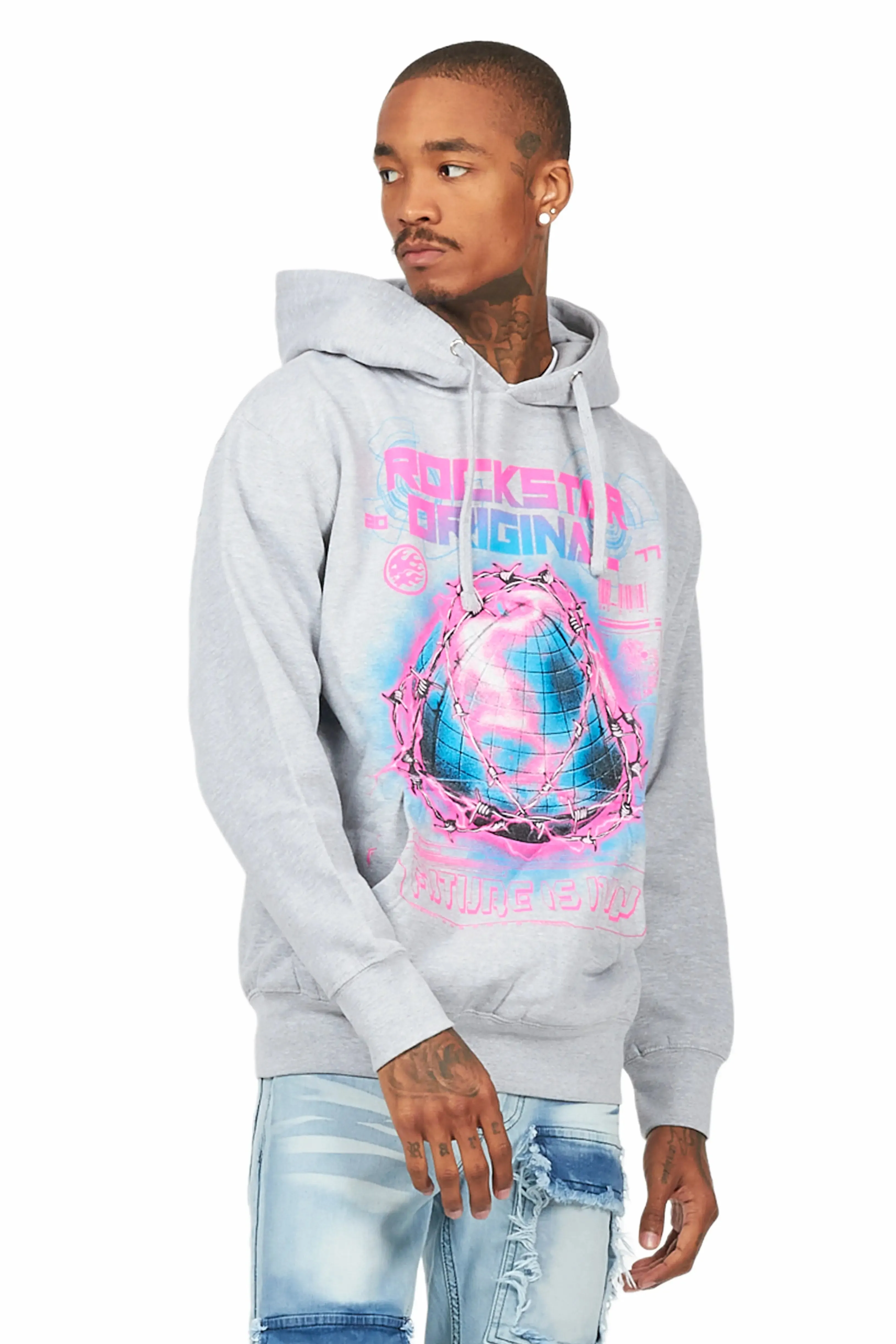 Digital Heather Grey Graphic Hoodie