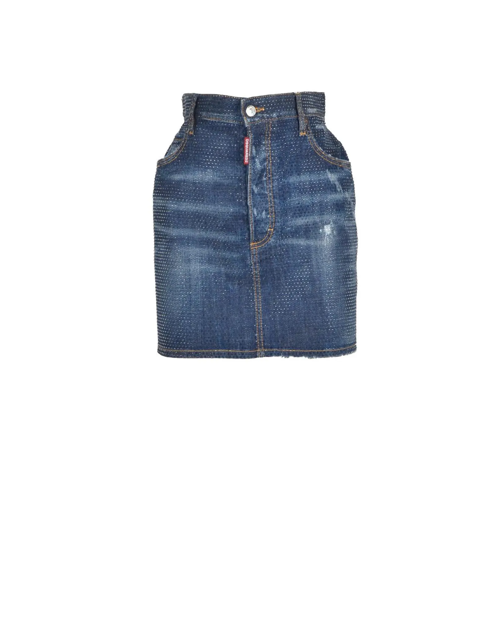 Dsquared2 Women's Denim Mini Skirt with Rhinestones