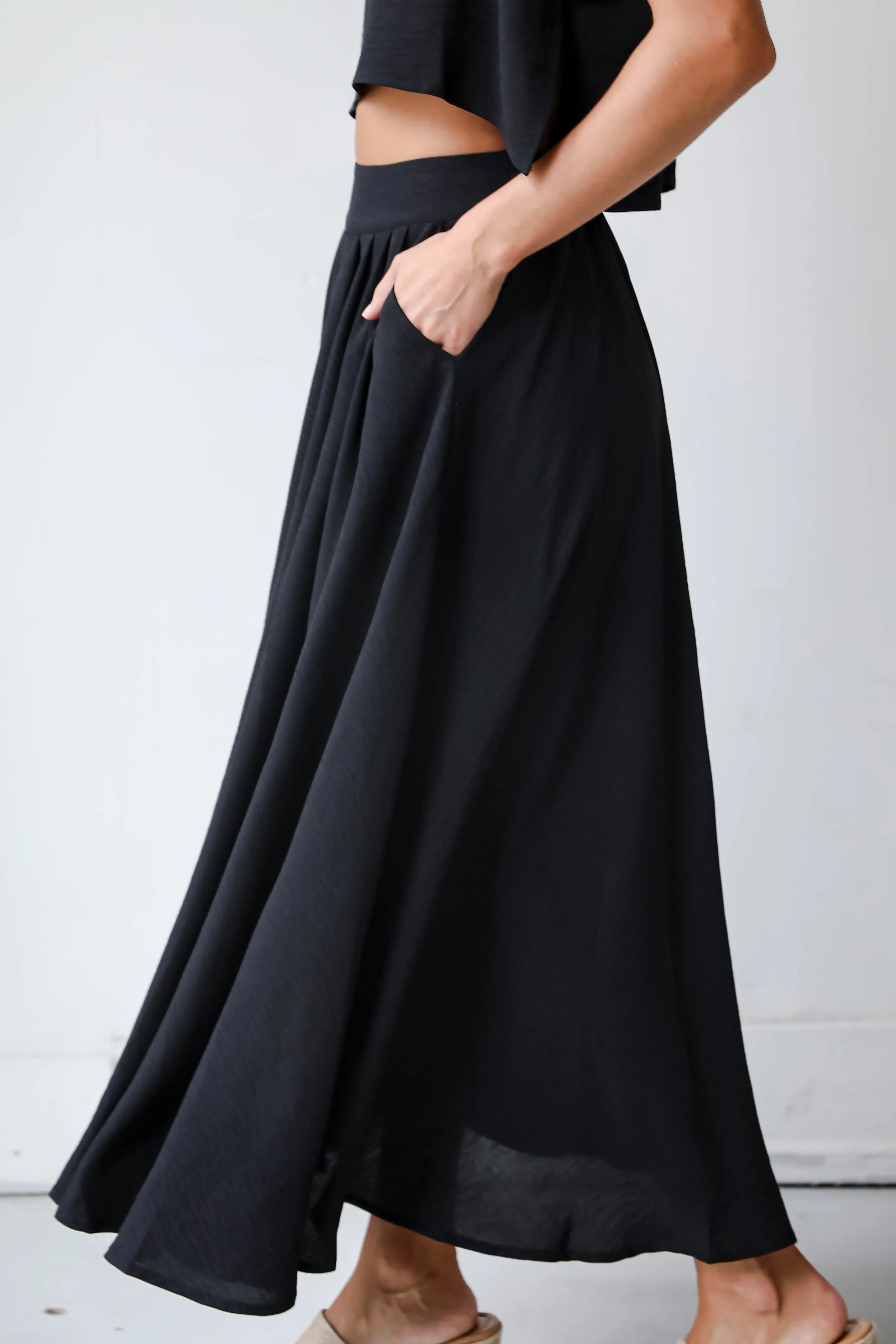 Effortless Escape Black Maxi Skirt - DU DEAL