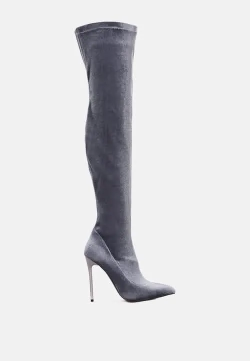 Elegant Velvet Over-the-Knee Stiletto Boots