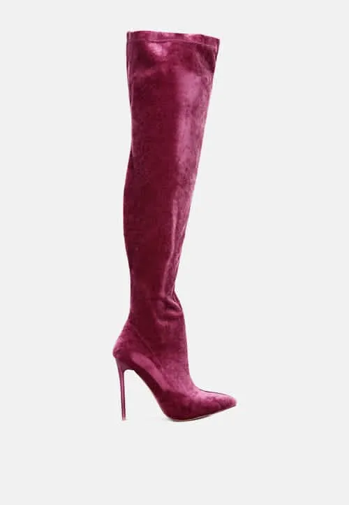 Elegant Velvet Over-the-Knee Stiletto Boots