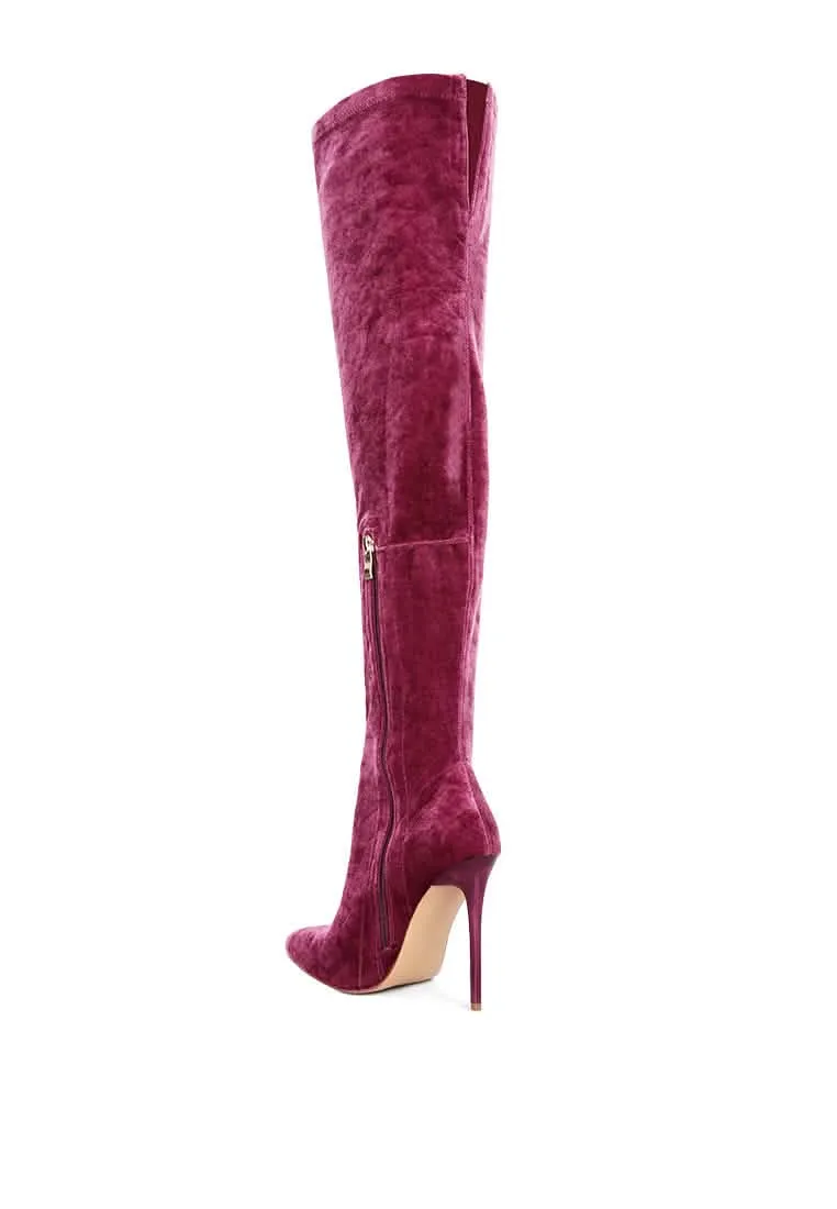 Elegant Velvet Over-the-Knee Stiletto Boots