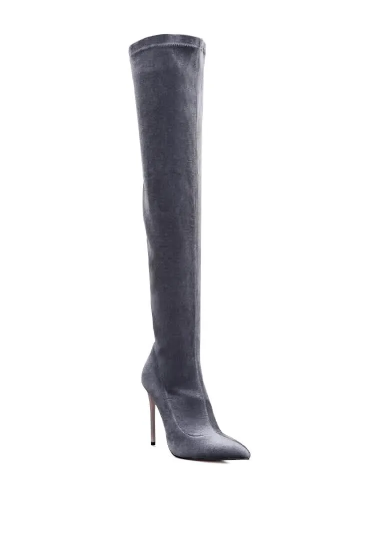 Elegant Velvet Over-the-Knee Stiletto Boots