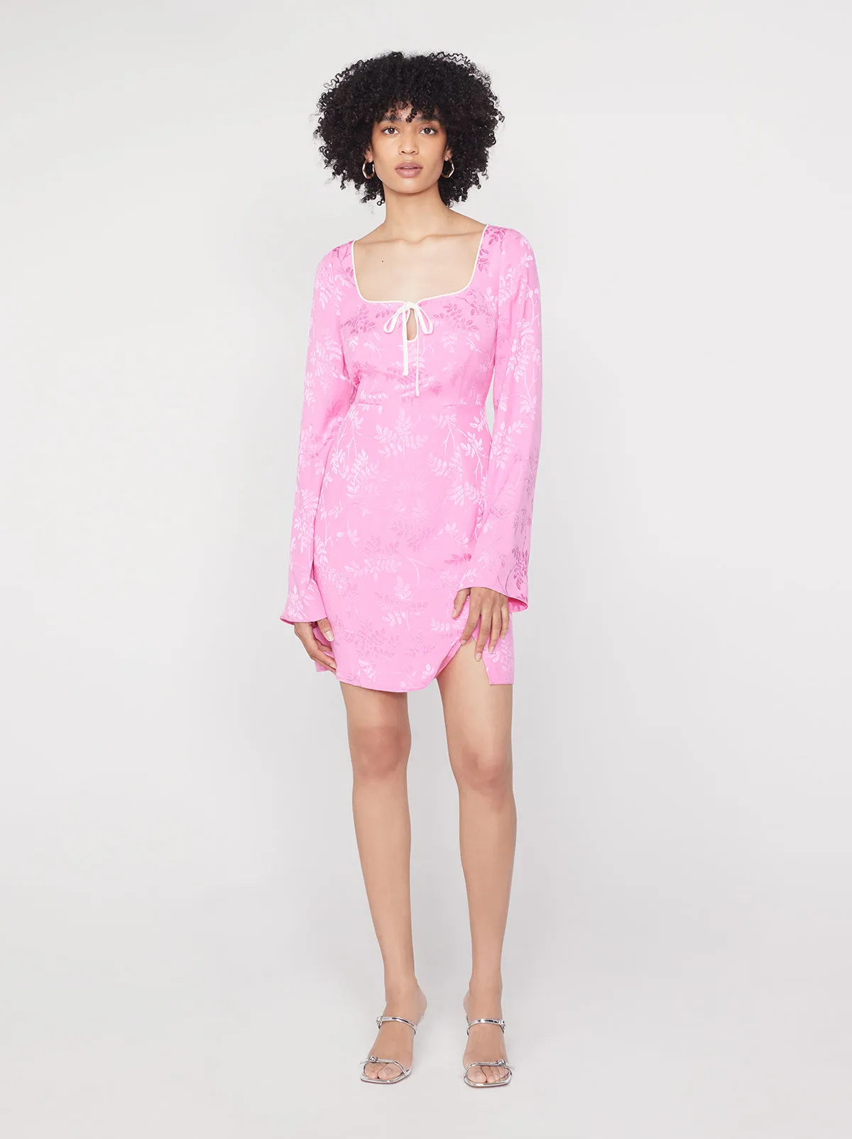 Elspeth Pink Floral Jacquard Mini Dress