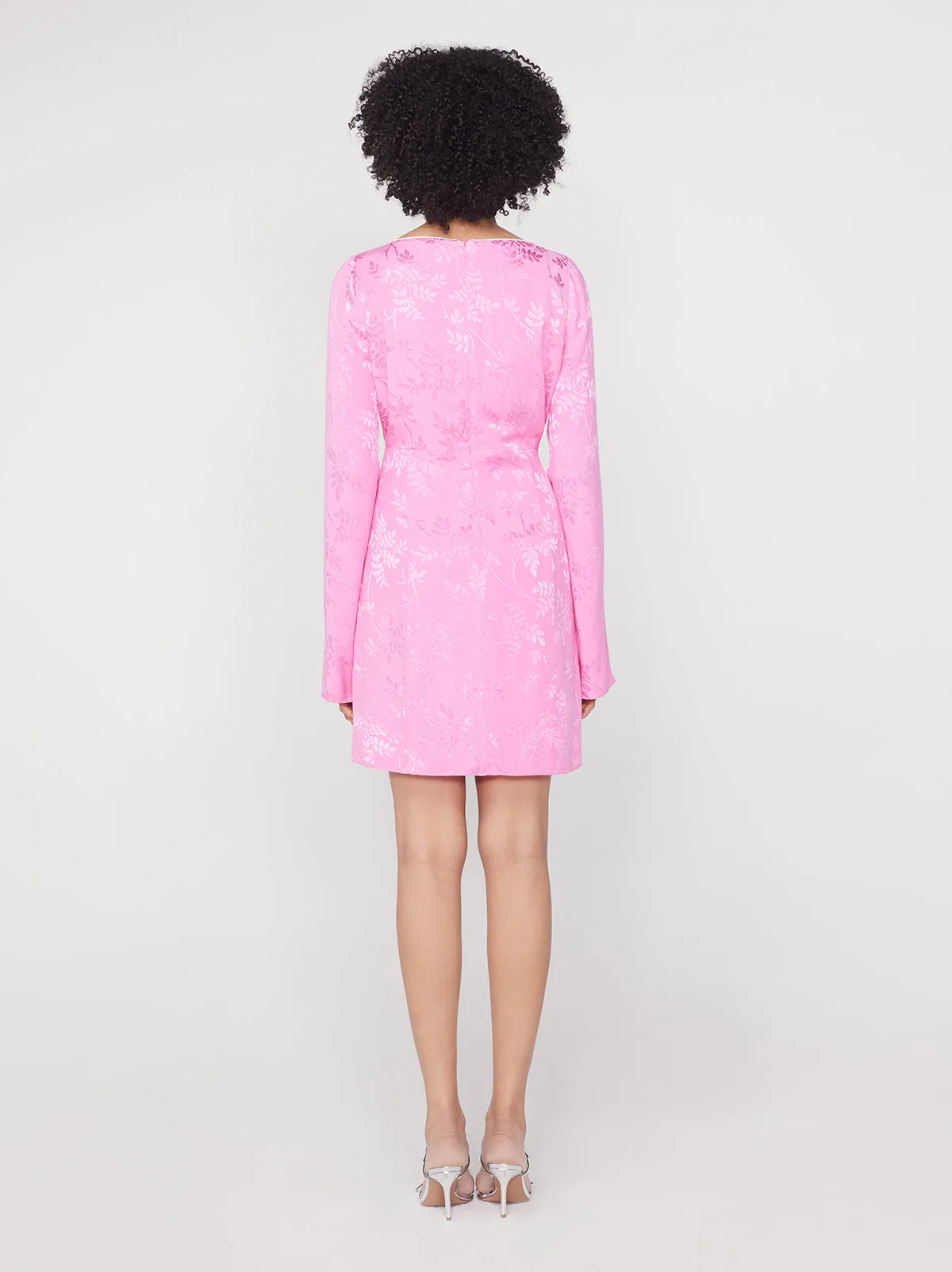 Elspeth Pink Floral Jacquard Mini Dress