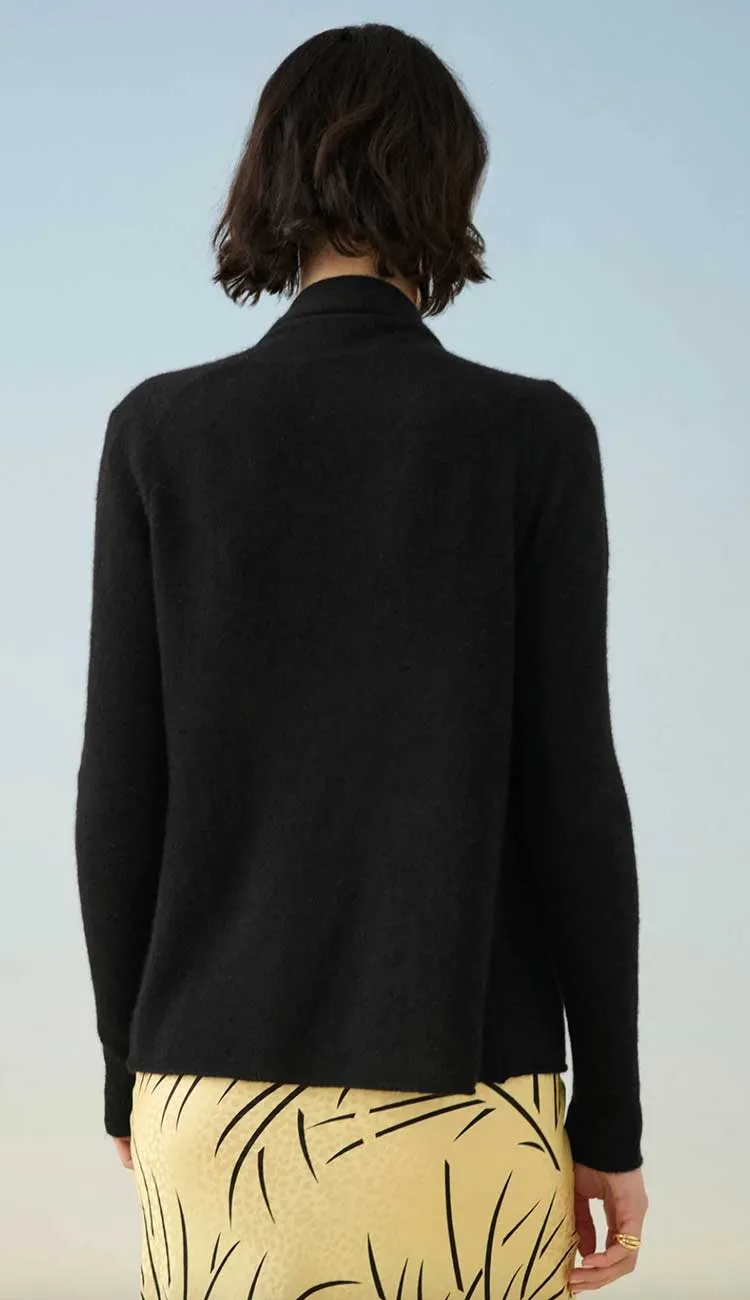 Essential Cashmere Mini Trapeze Cardigan - Black