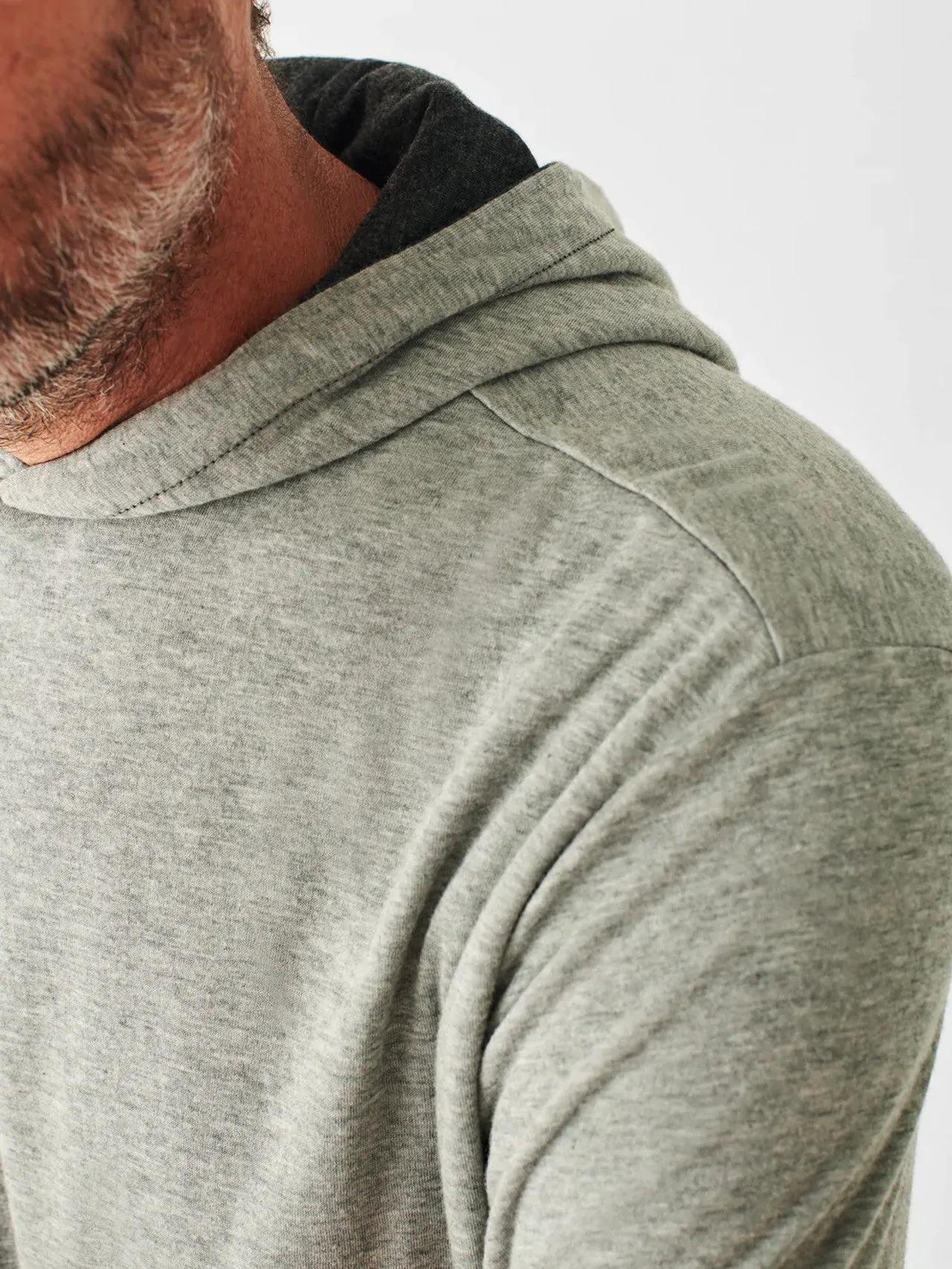 Faherty Cloud Reversible Hoodie in Charcoal and Heather Grey