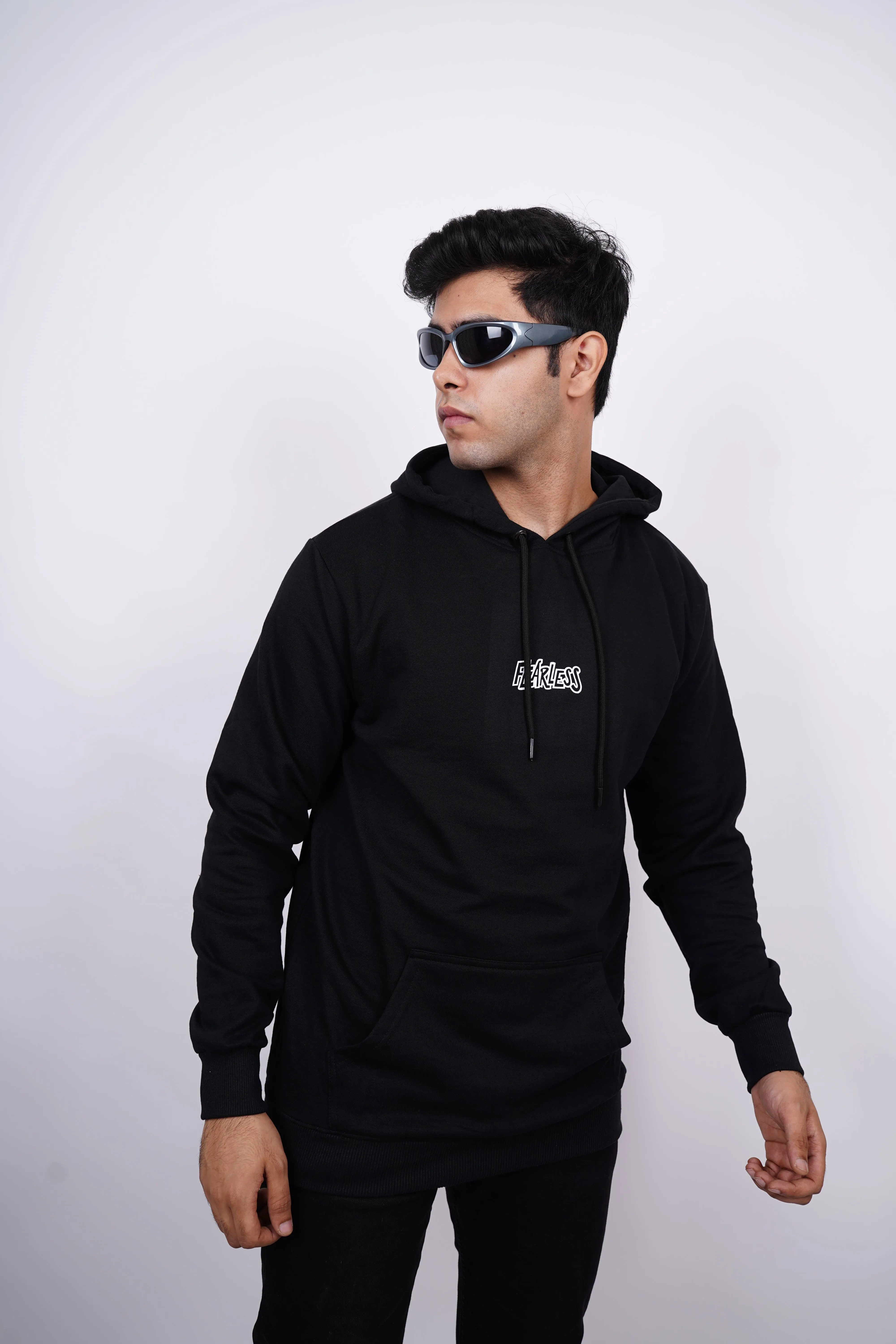 Fearless Relaxed fit Black Hoodie for Men By DemonWear