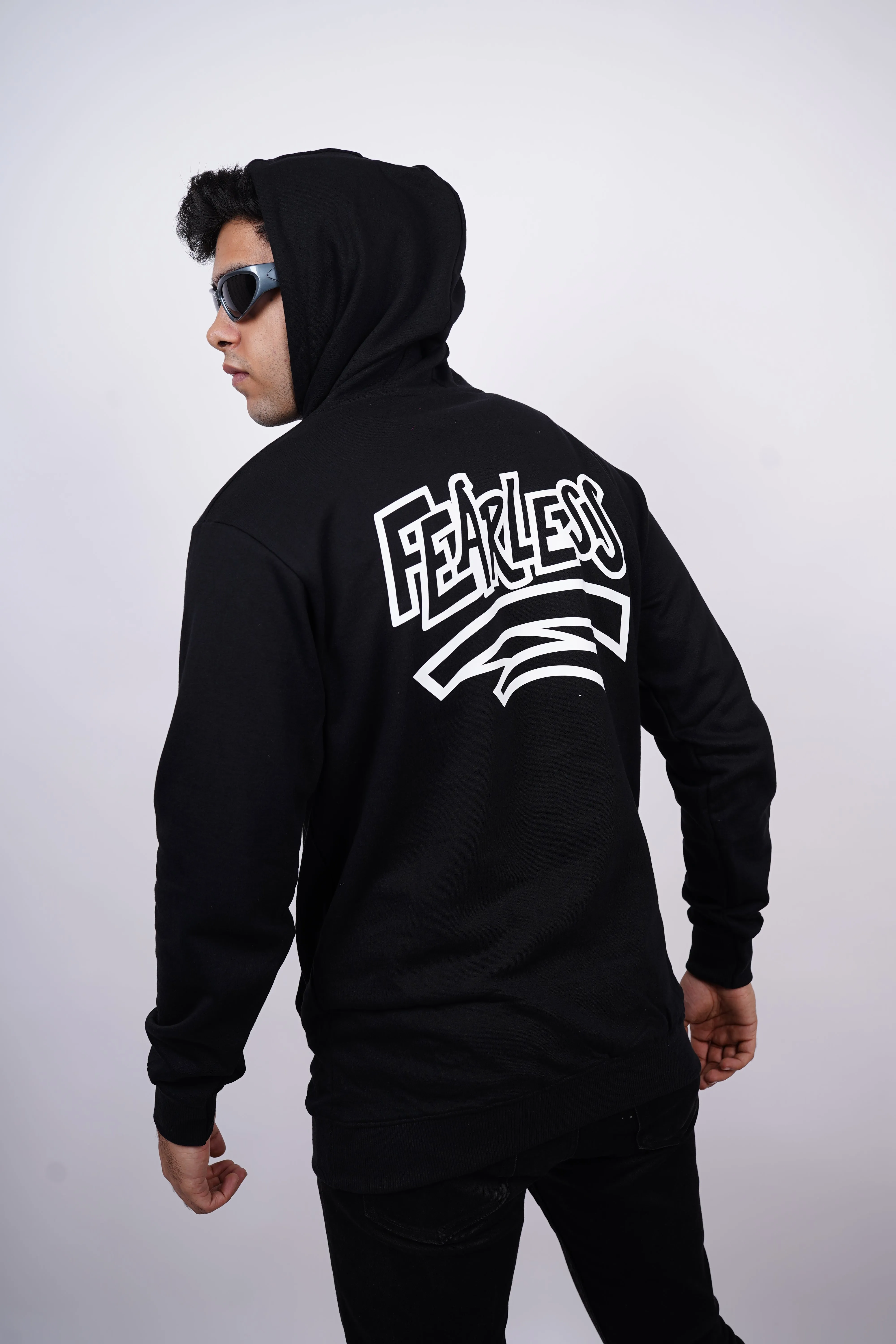 Fearless Relaxed fit Black Hoodie for Men By DemonWear