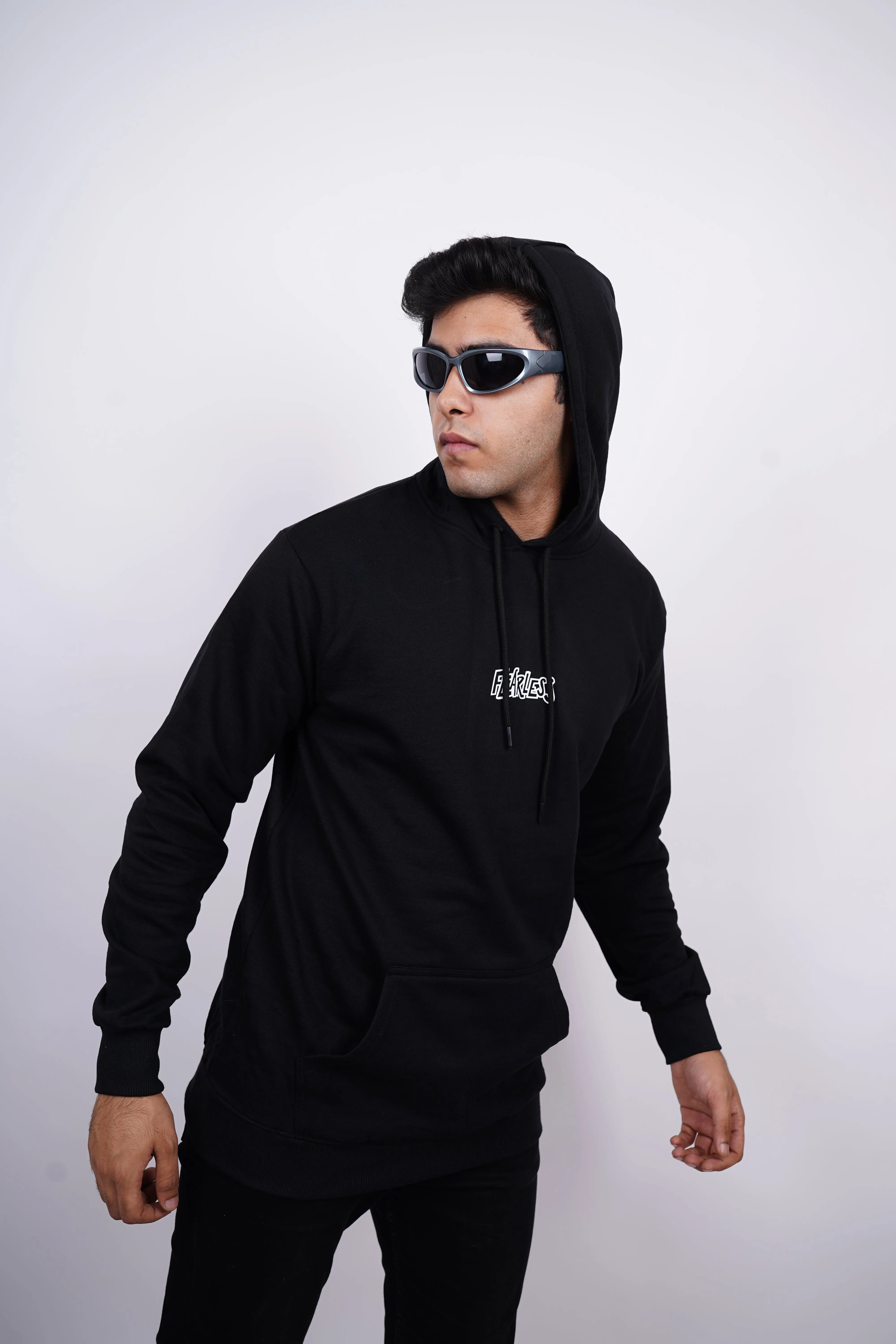 Fearless Relaxed fit Black Hoodie for Men By DemonWear