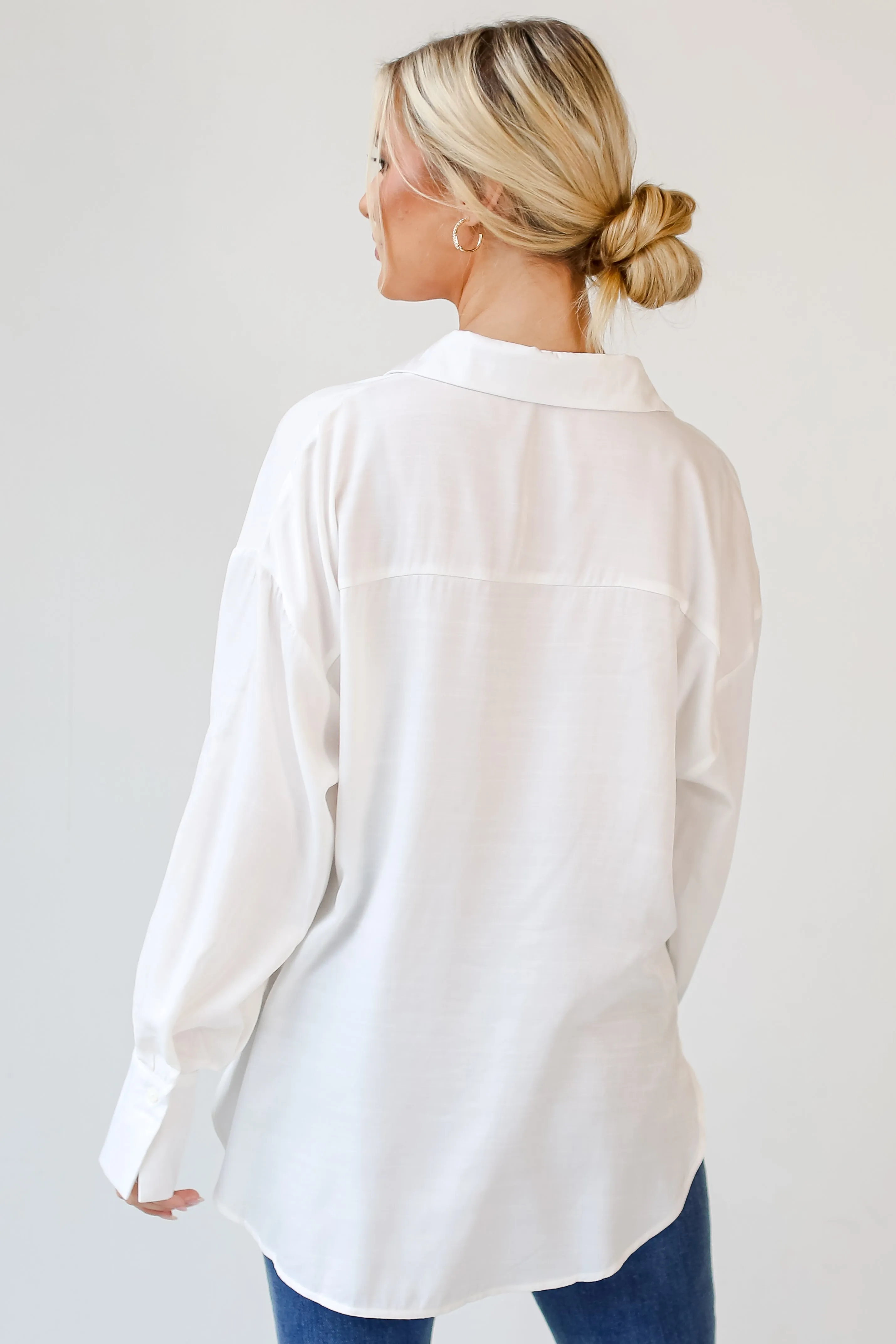 FINAL SALE - Elevated Adoration Satin Button-Up Blouse