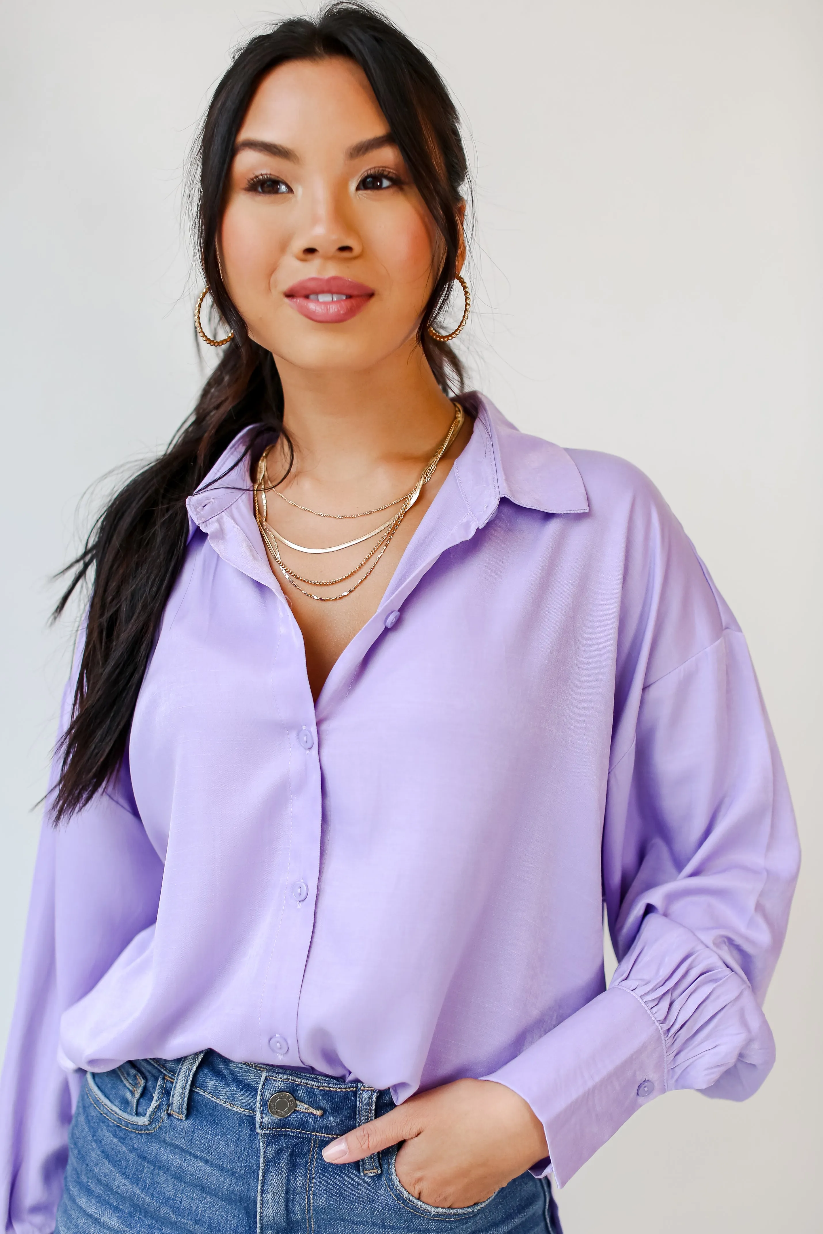 FINAL SALE - Elevated Adoration Satin Button-Up Blouse