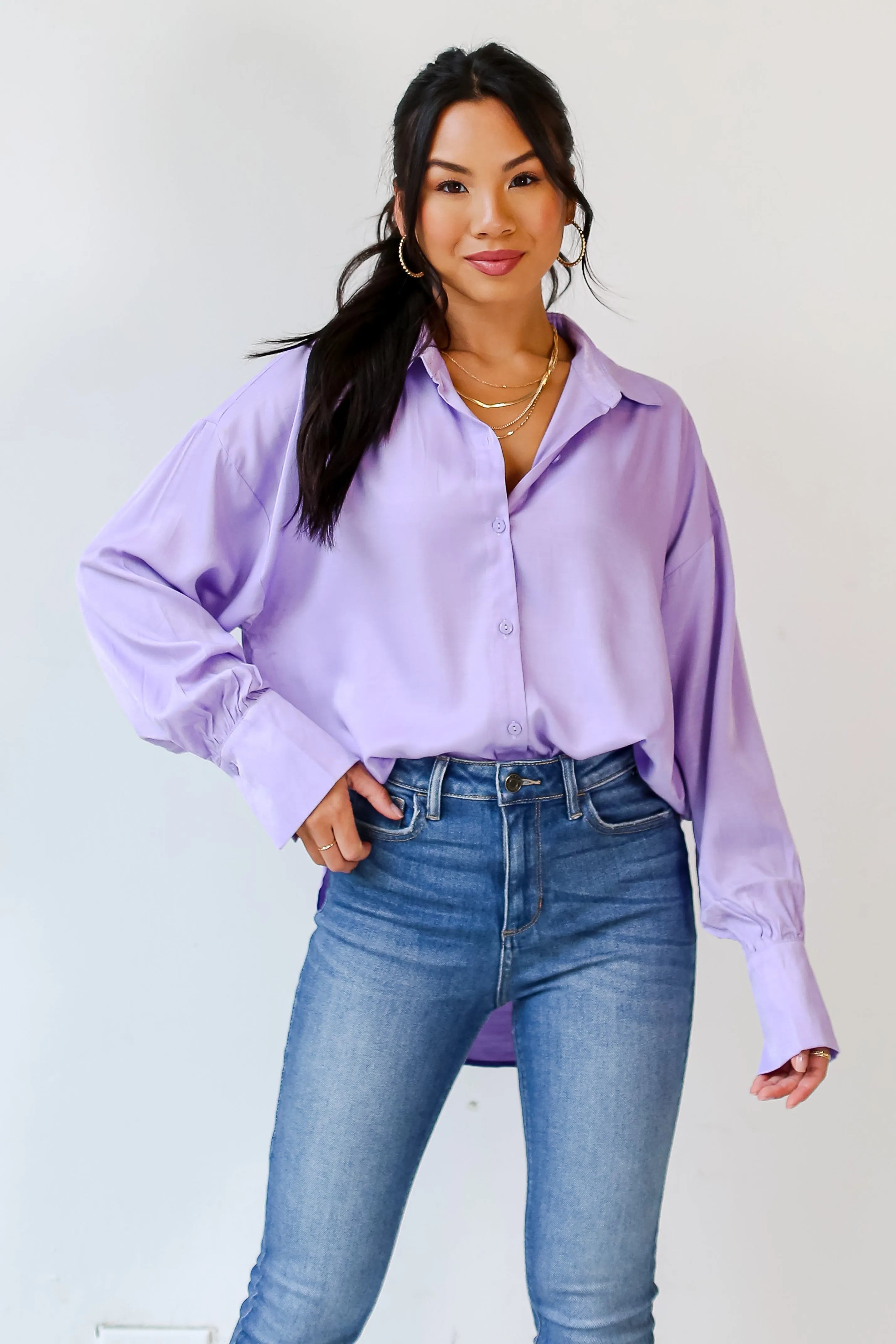 FINAL SALE - Elevated Adoration Satin Button-Up Blouse