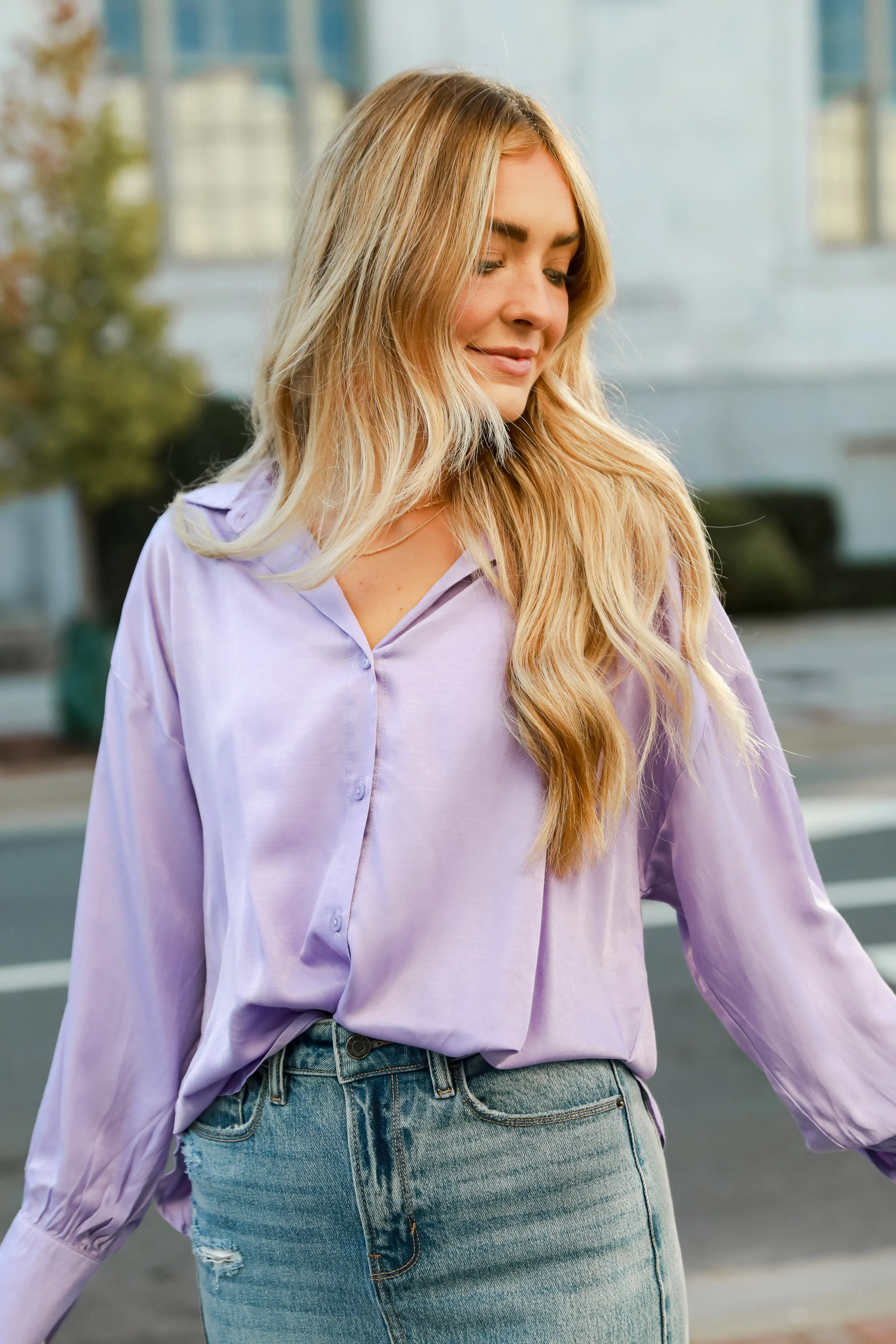 FINAL SALE - Elevated Adoration Satin Button-Up Blouse