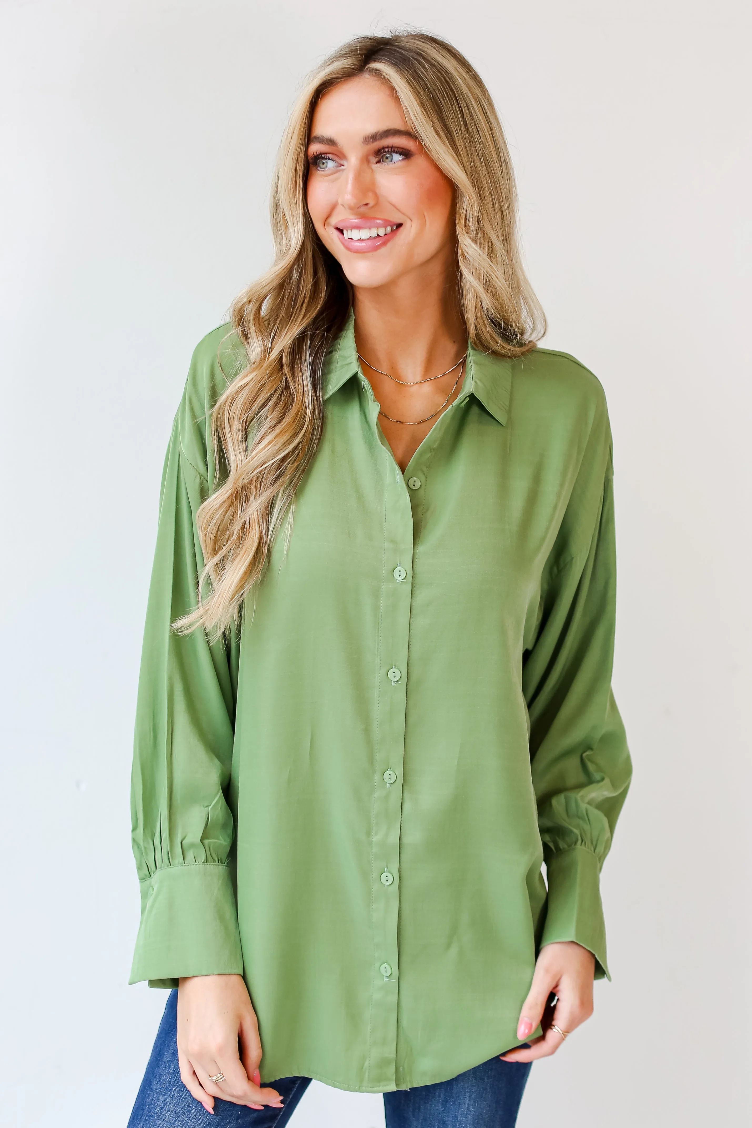 FINAL SALE - Elevated Adoration Satin Button-Up Blouse