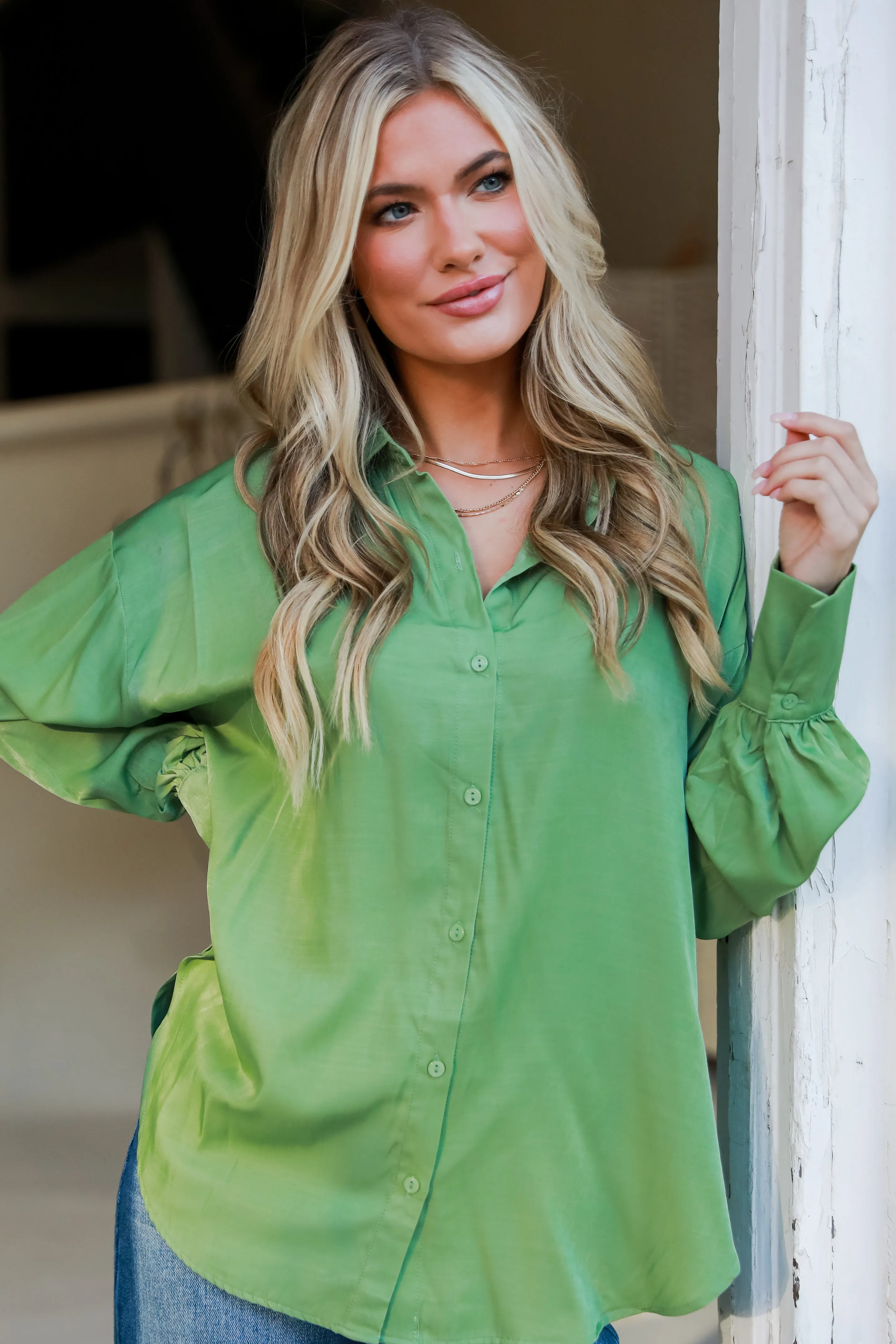 FINAL SALE - Elevated Adoration Satin Button-Up Blouse