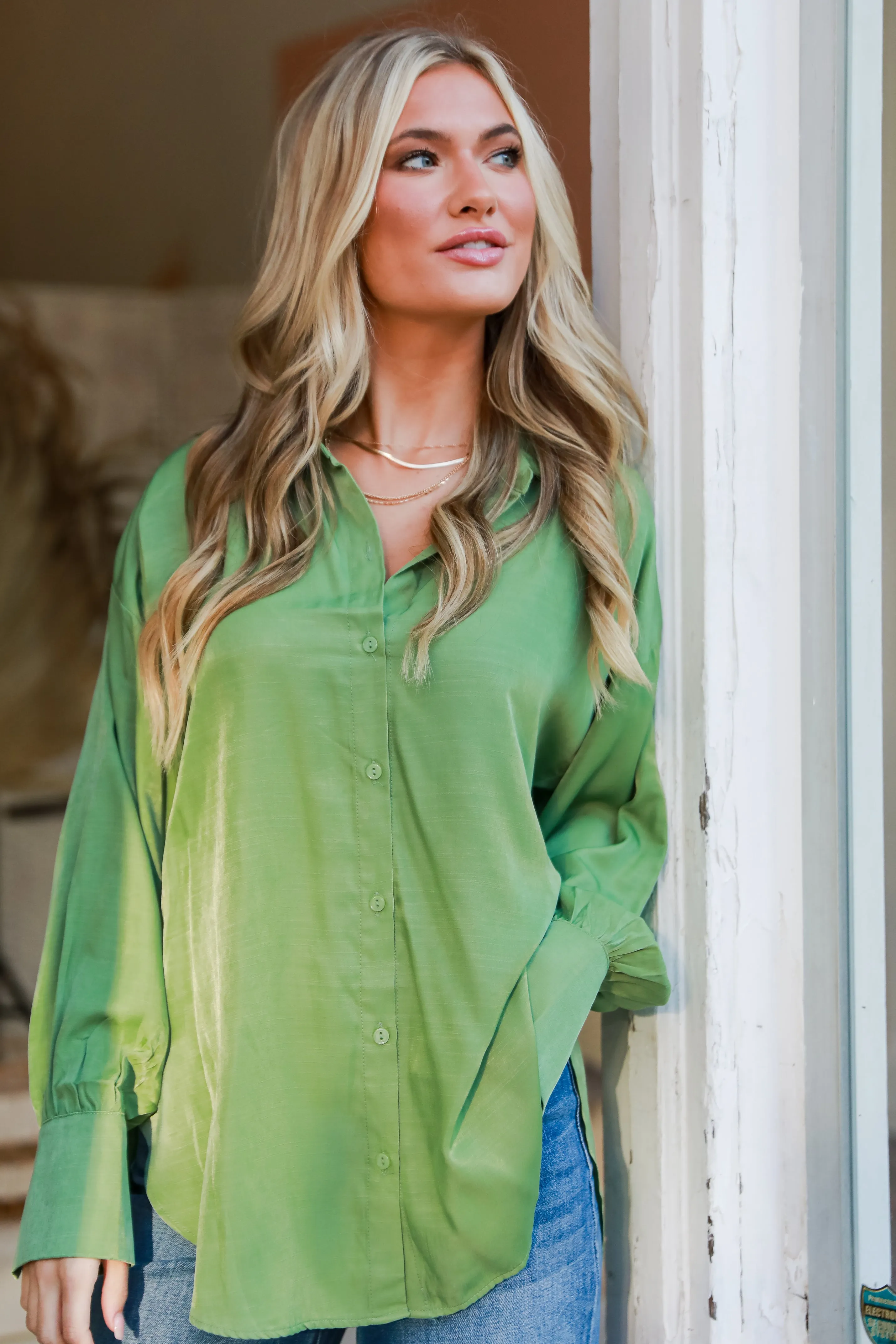 FINAL SALE - Elevated Adoration Satin Button-Up Blouse