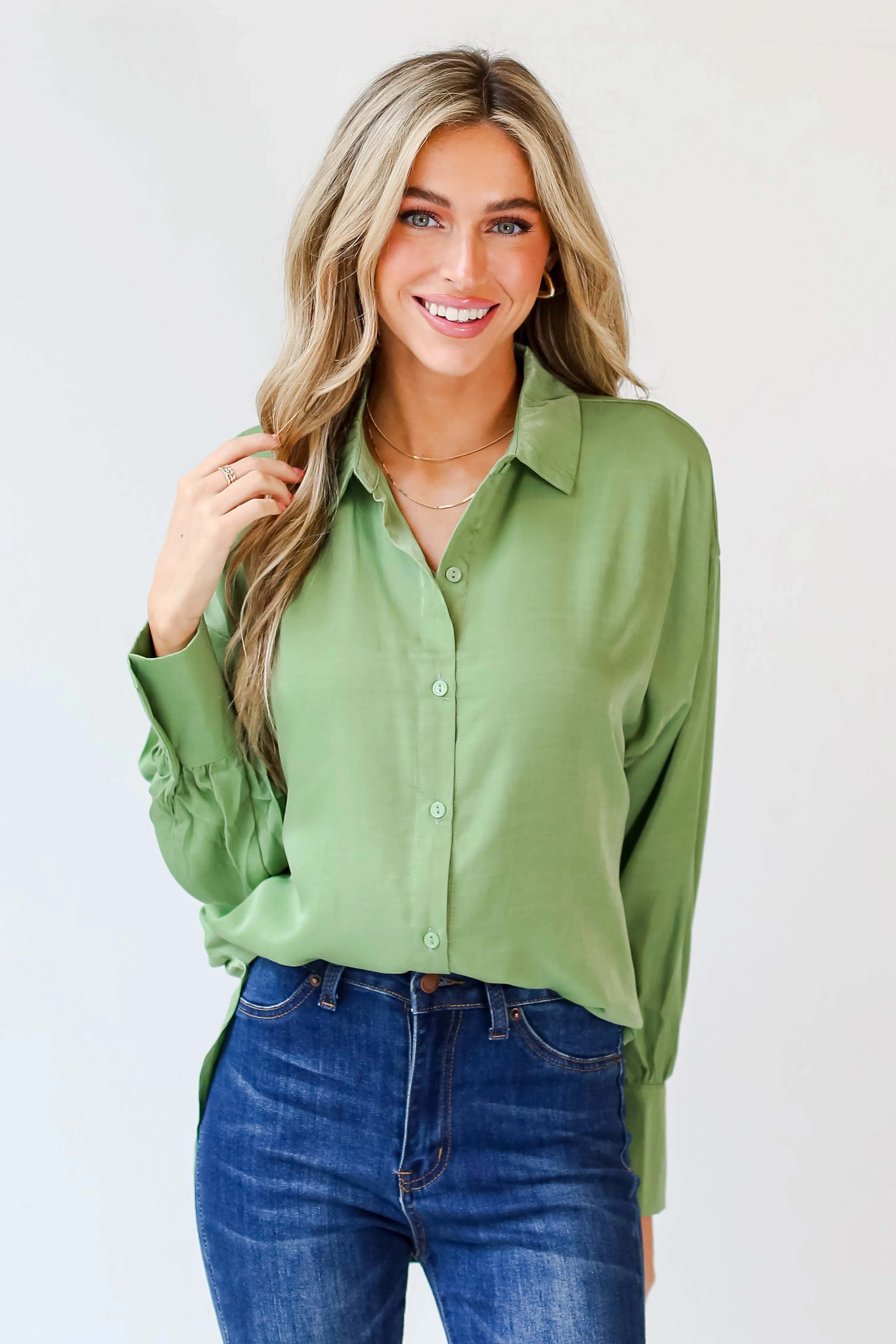 FINAL SALE - Elevated Adoration Satin Button-Up Blouse