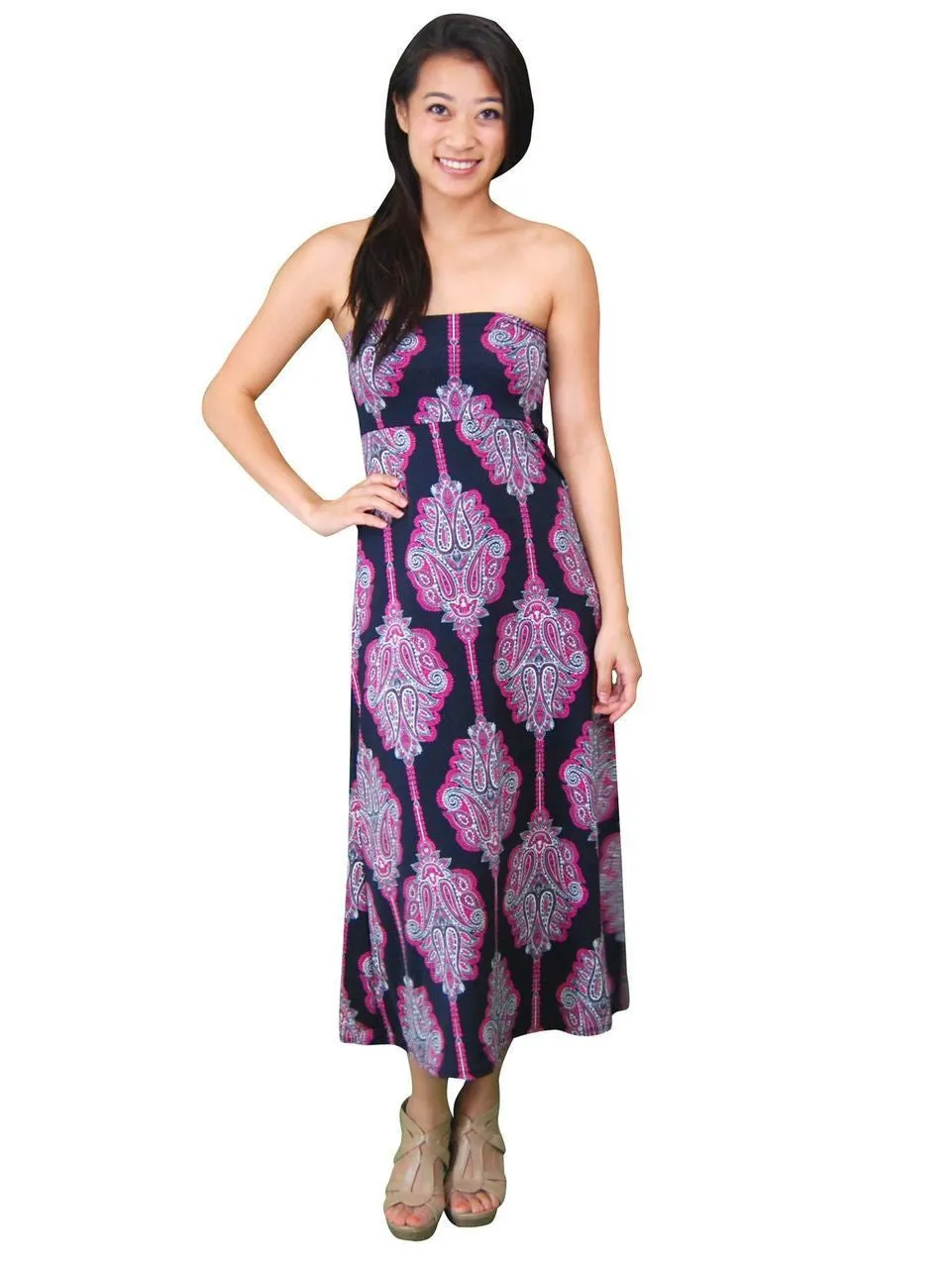 Flourish Black Pink Foldover Maxi Skirt