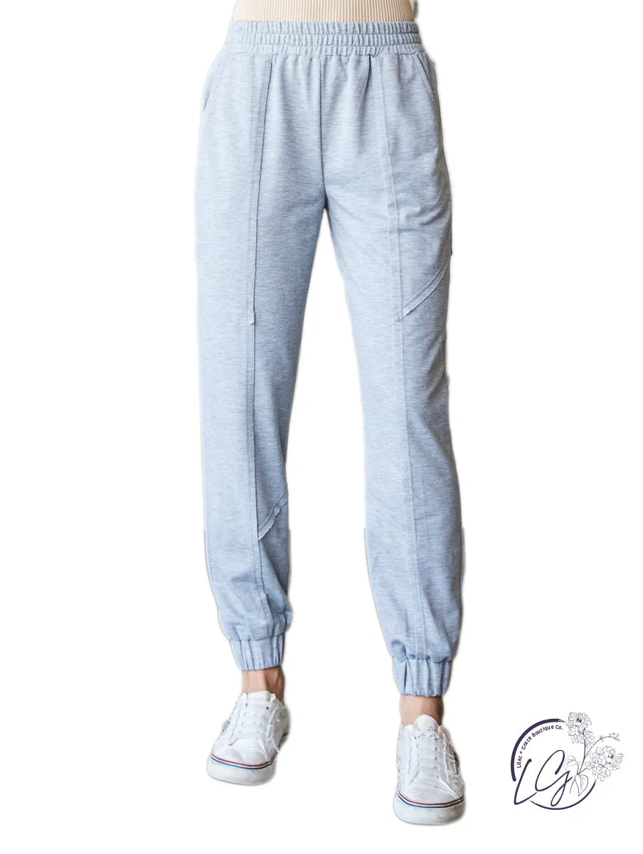 FRENCH TERRY JOGGER PANTS WITH EXPOSED STITCHINGS