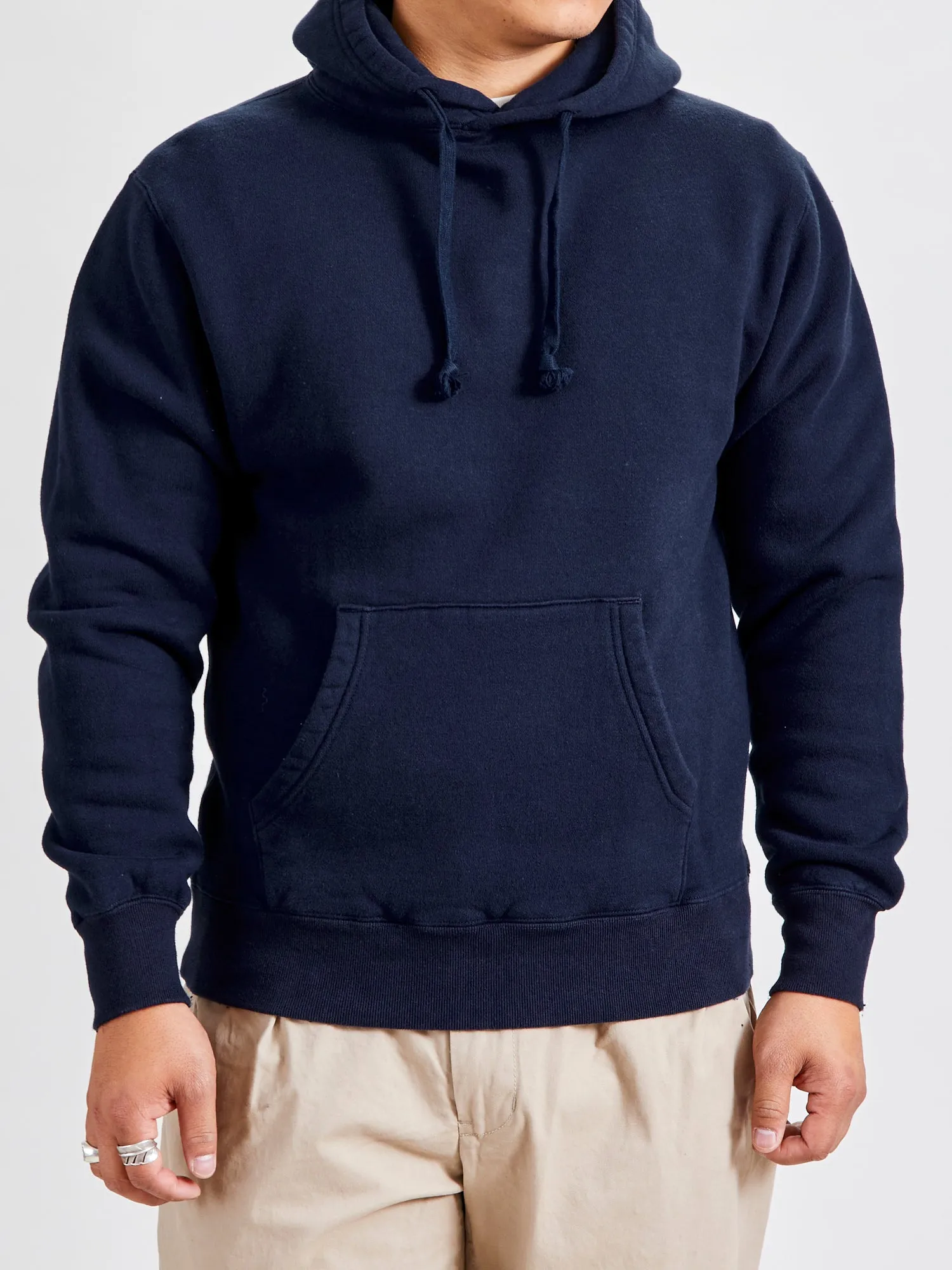 Japan-Made Fleece Hoodie in Navy