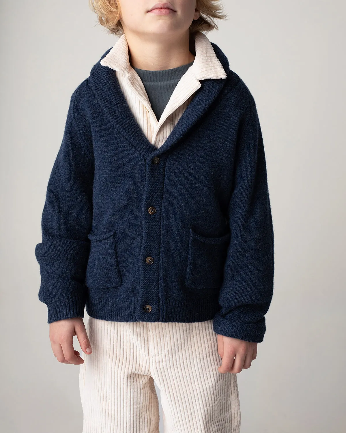 Kicher Merino Wool Cardigan | Blue Marine Melange