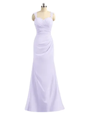 Lace Appliqued Strap Sheath Open Back Dress Lilac