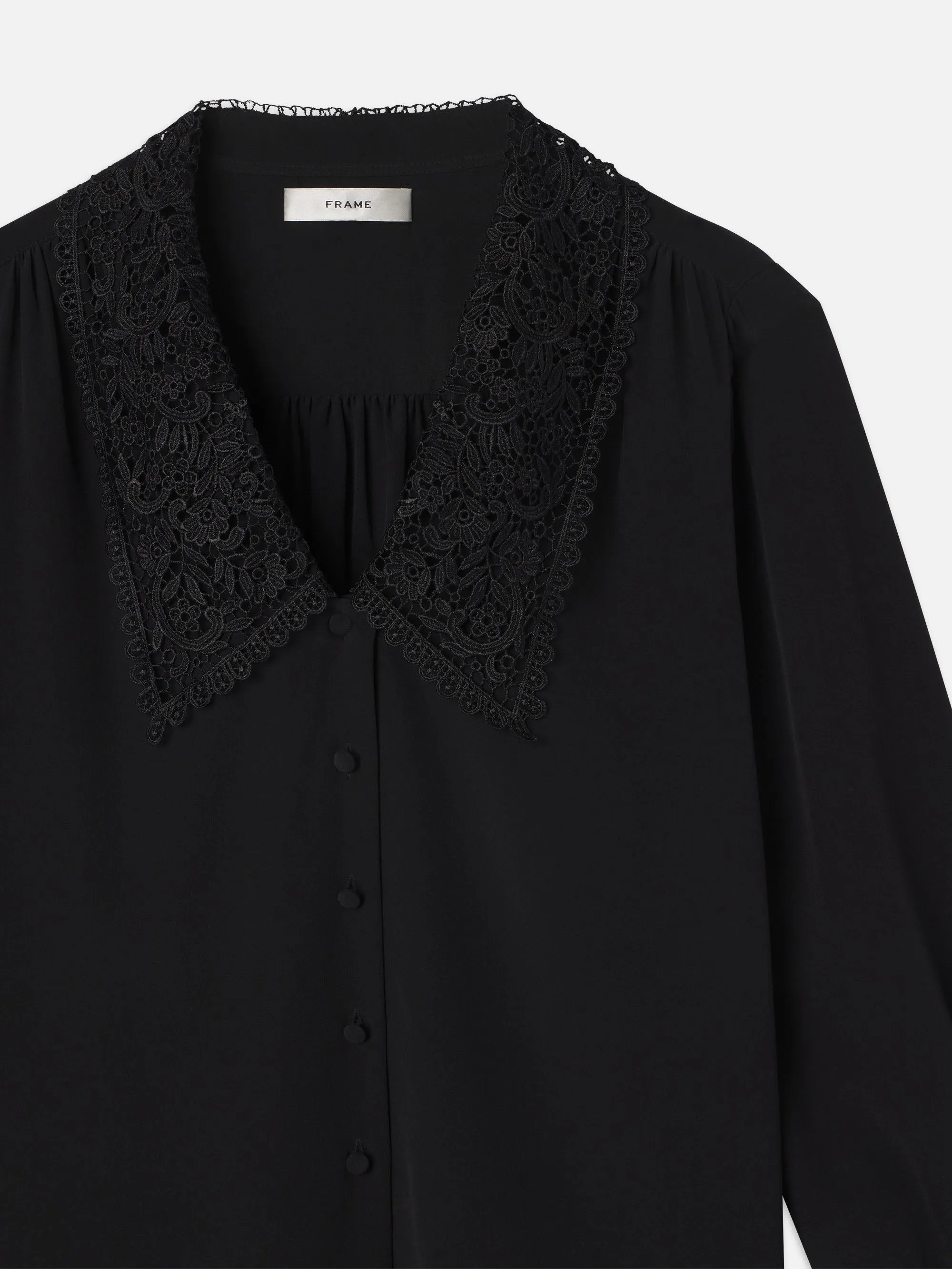 Lace Collar Blouse -- Black