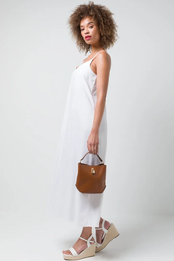 Linen Strappy Maxi Dress White