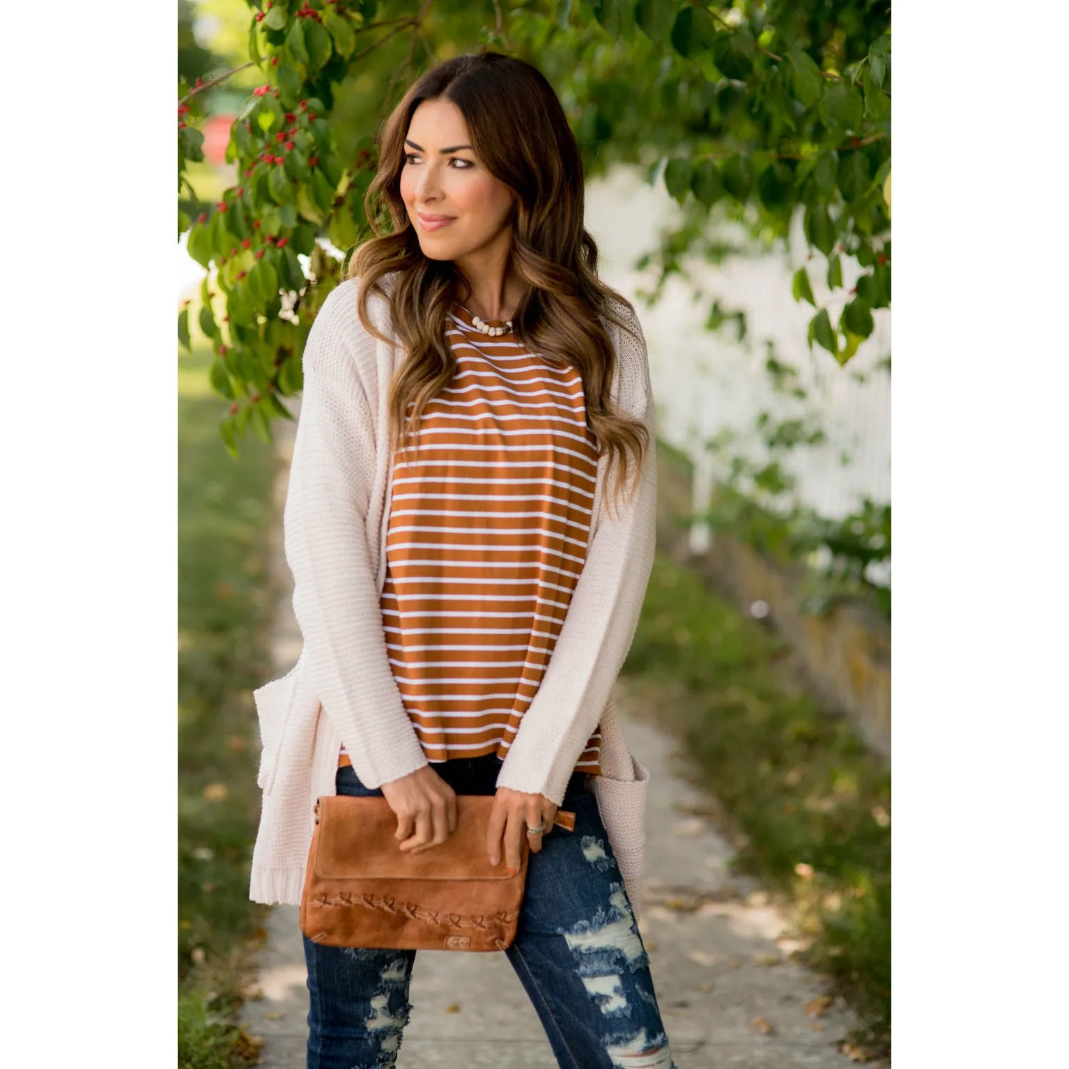 Loose Knit Tunic Pocket Cardigan